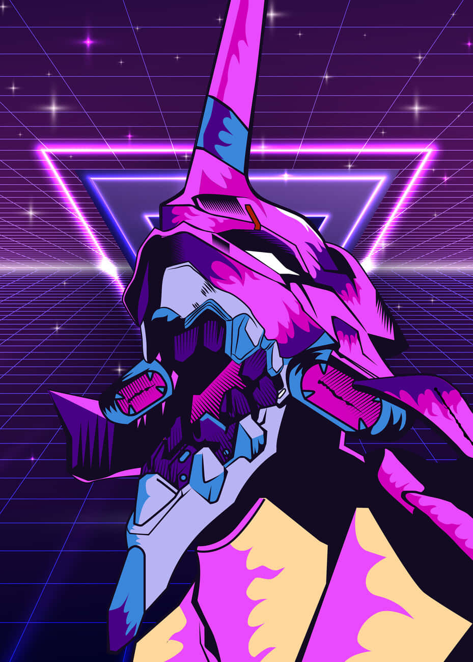 Neon Genesis Evangelion, purple dragon, glowing pink and blue armor, HD Phone Wallpaper