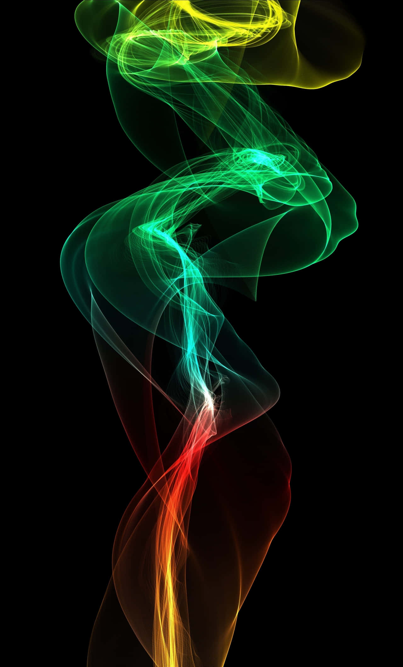 neon smoke, green, yellow, Full HD Phone Wallpaper