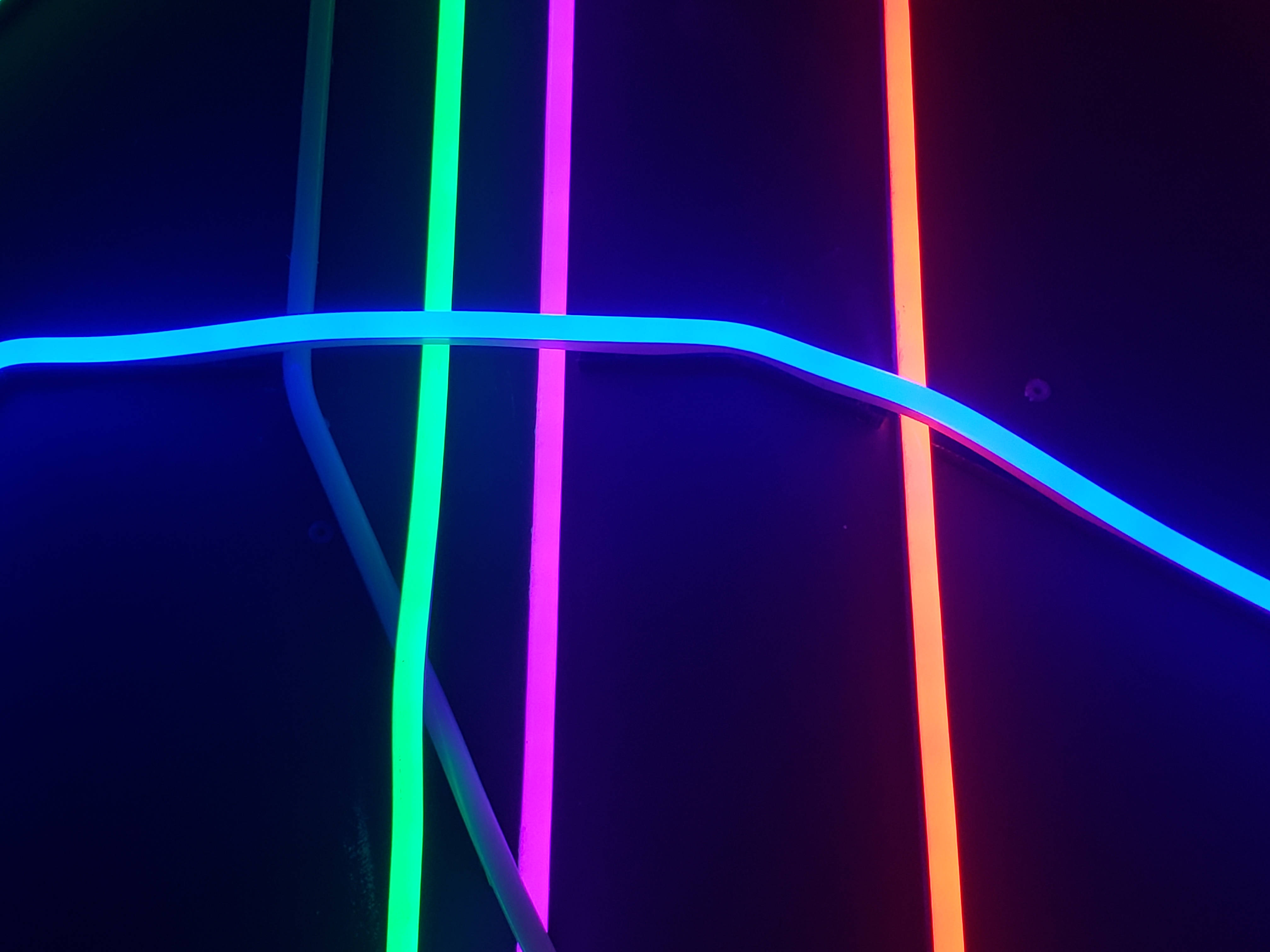 neon tubes, blue green, purple, 4K Desktop Wallpaper