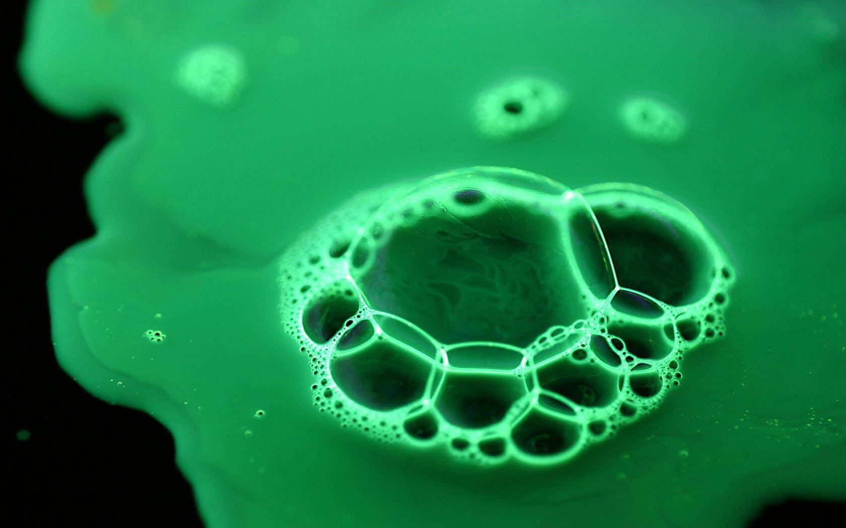 Liquid Neon Bubbles, glowing green, soap bubbles, HD Desktop Wallpaper