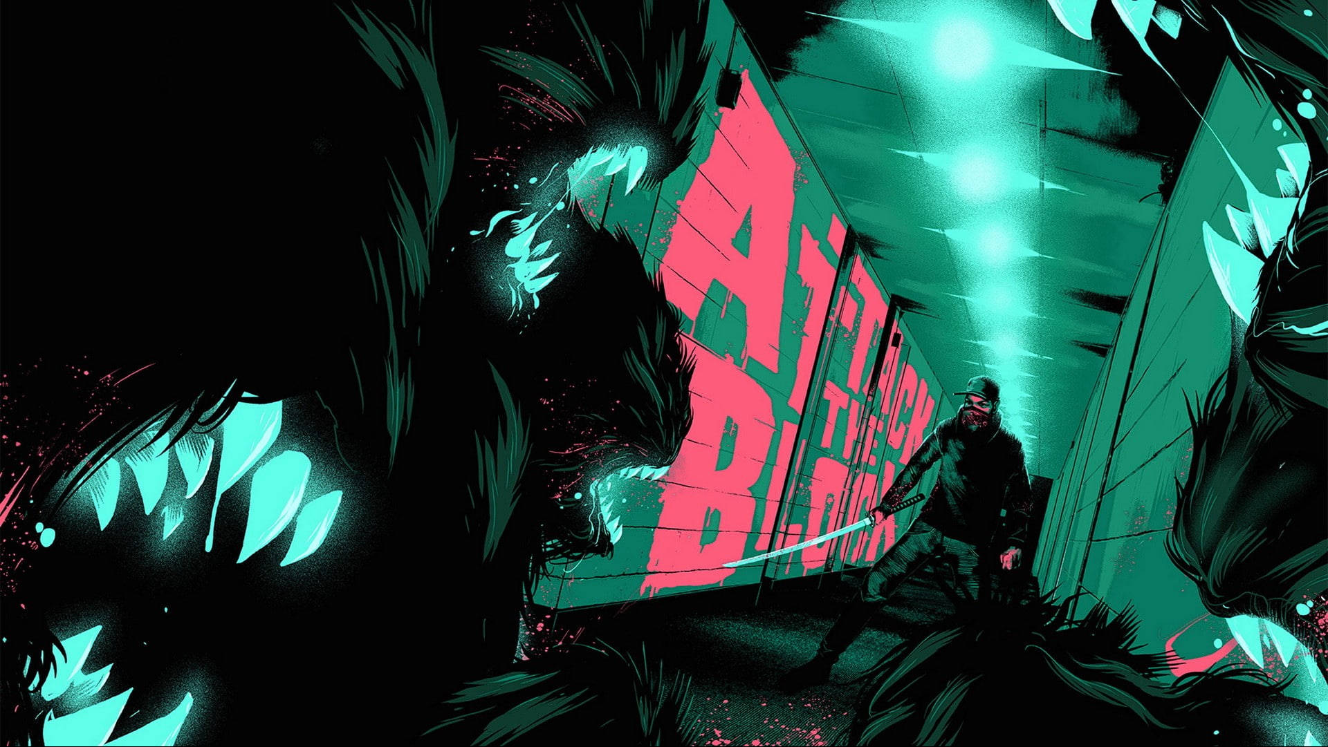 Neon Green, masked warrior, sword, Full HD Desktop Wallpaper