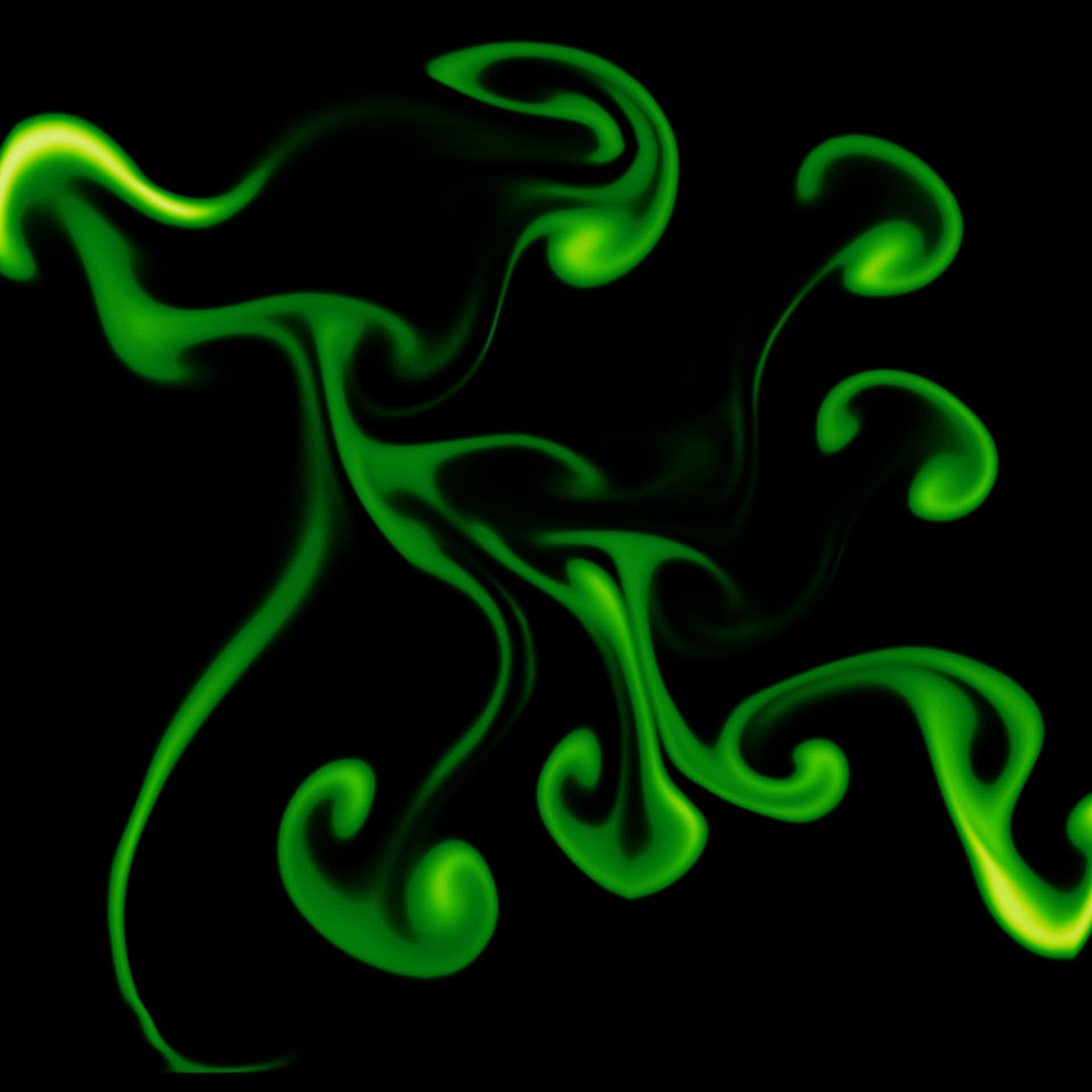 neon green, liquid swirls, black background, Full HD Desktop Wallpaper