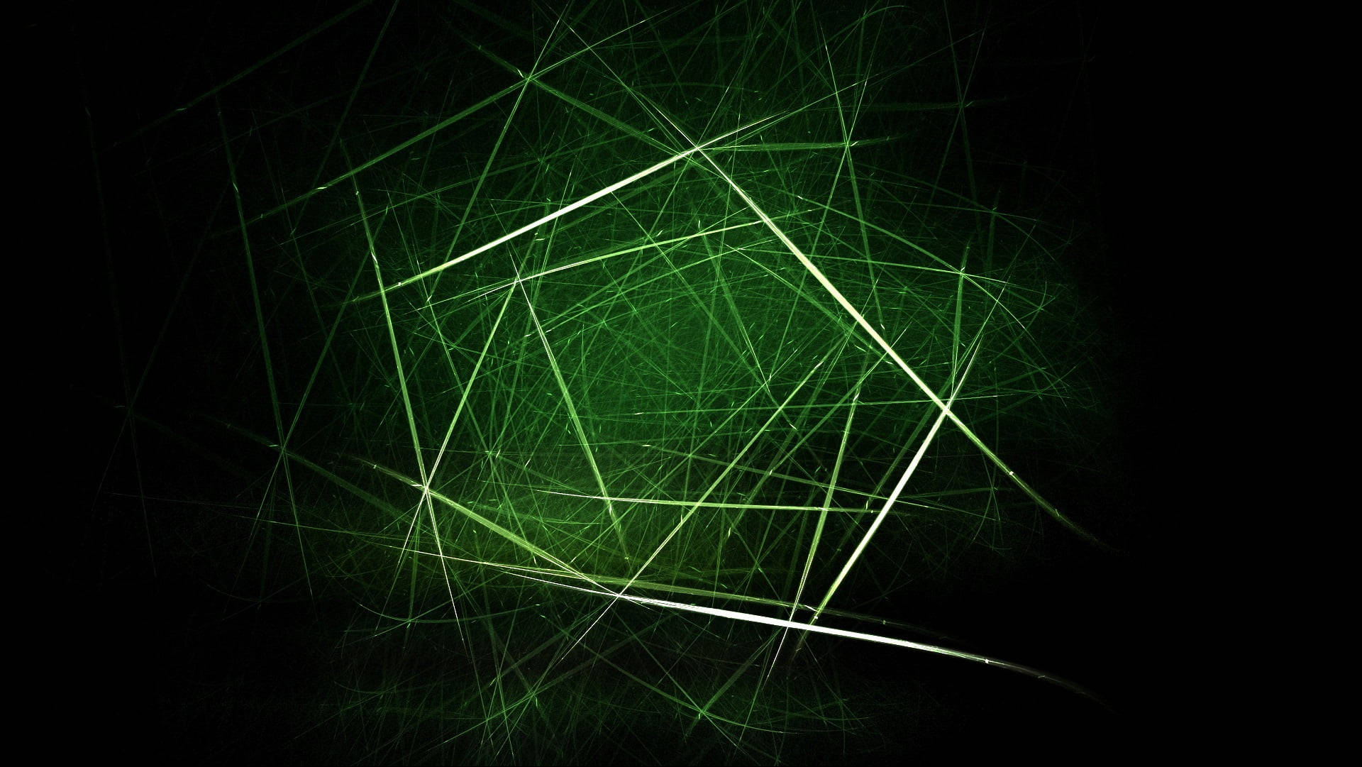 Neon Green, laser beams, pitch black background, Full HD Desktop Wallpaper