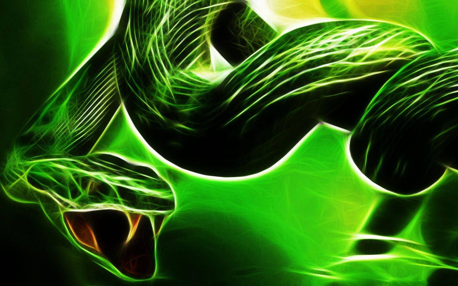 Neon Green, snake, glowing, Full HD Desktop Wallpaper