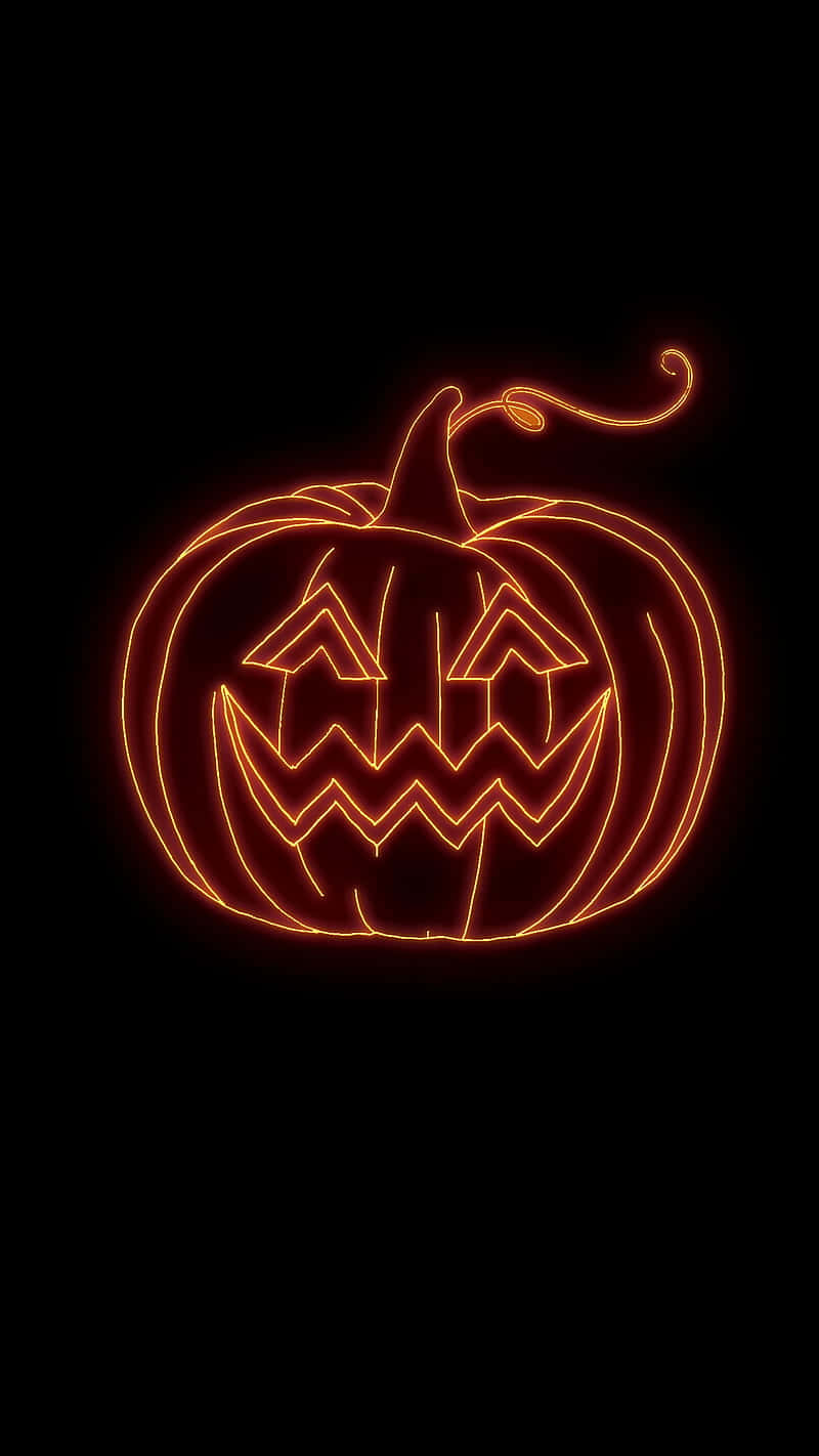 neon halloween, glowing orange neon jack-o'-lantern, jagged grin, HD Phone Wallpaper