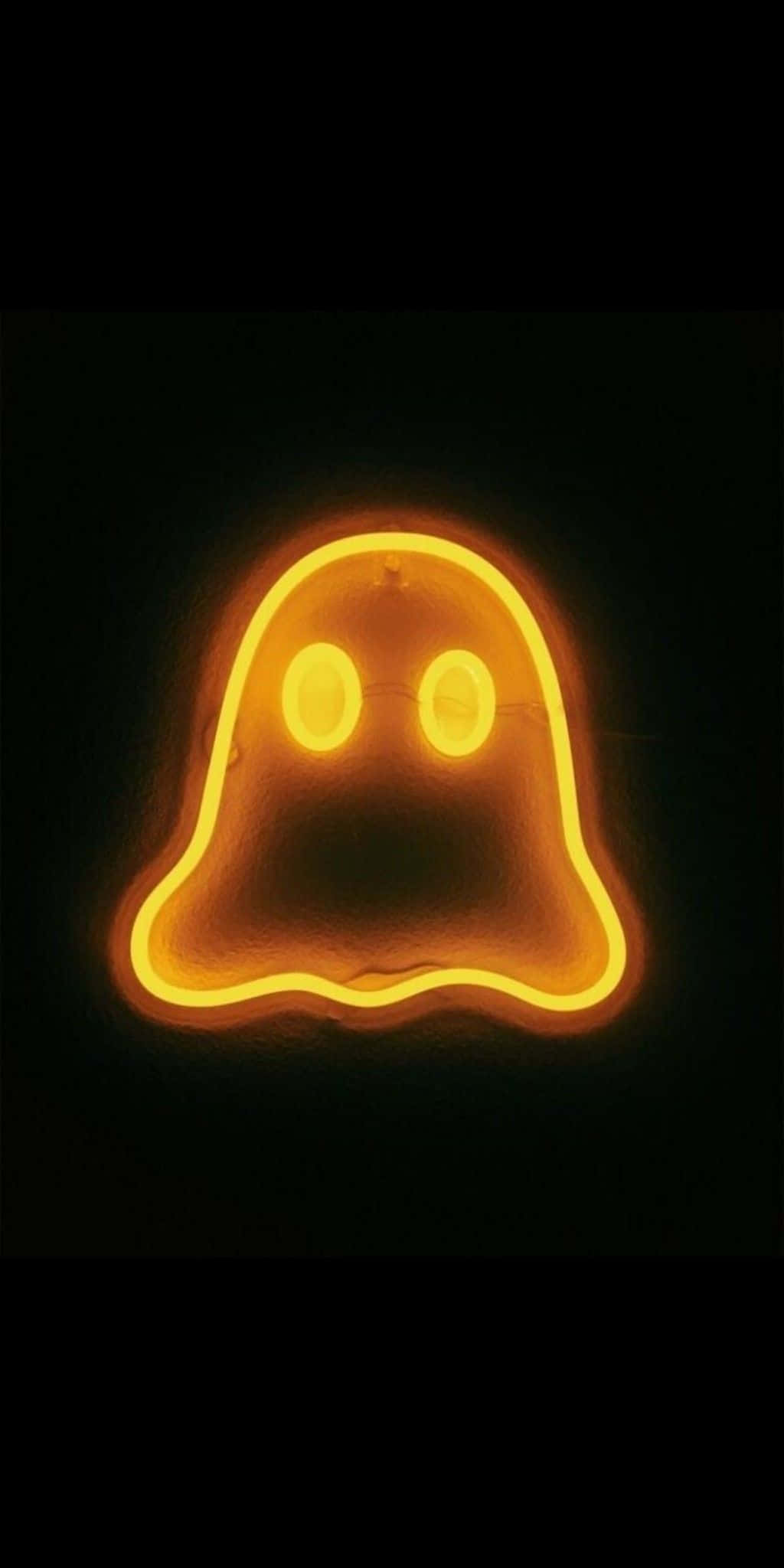 neon ghost sign, glowing orange, round eyes, Full HD Phone Wallpaper