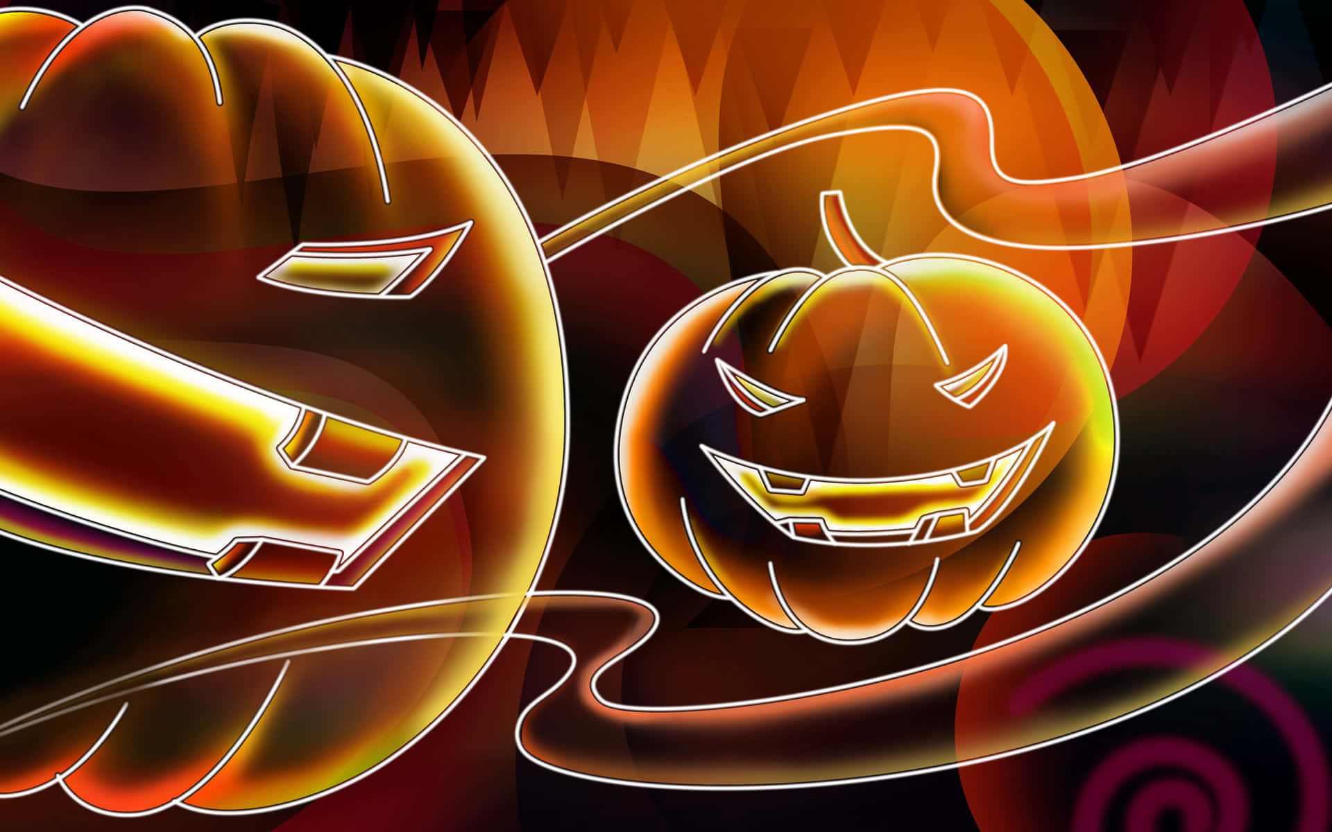 neon halloween, jack-o'-lantern, orange, Full HD Desktop Wallpaper