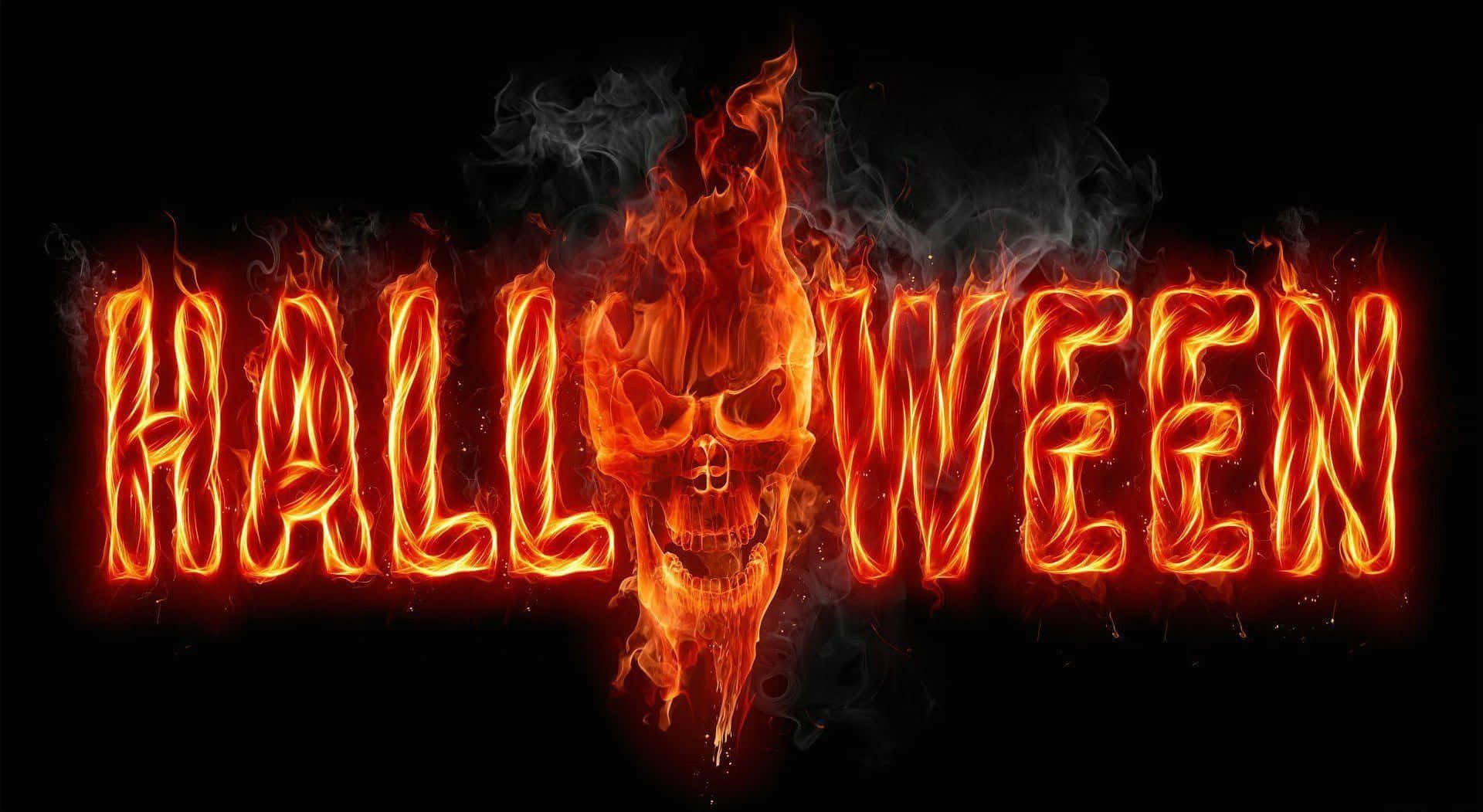 Neon Halloween, Halloween, fiery orange, Full HD Desktop Wallpaper