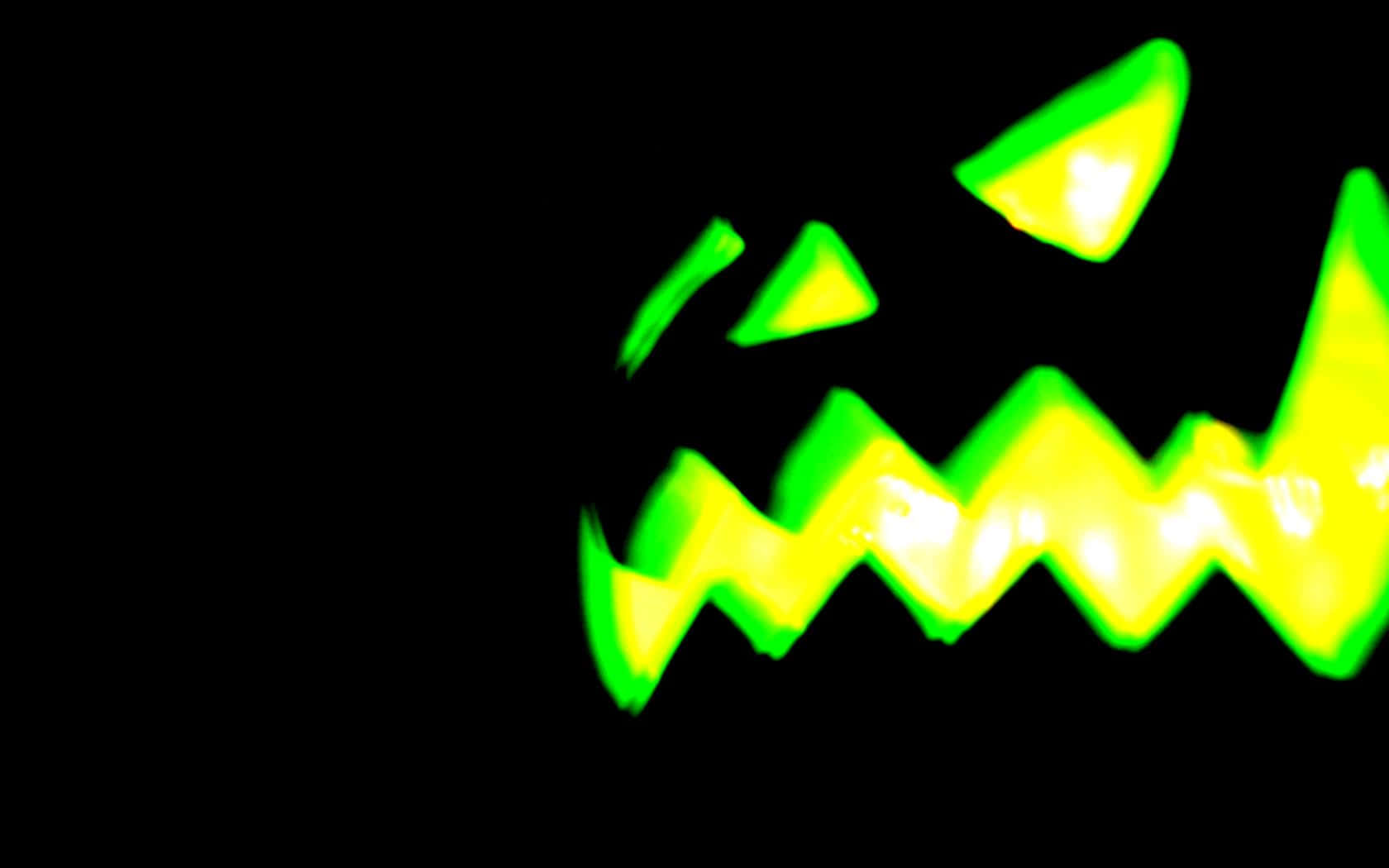 neon halloween, glowing green, jagged face, HD Desktop Wallpaper