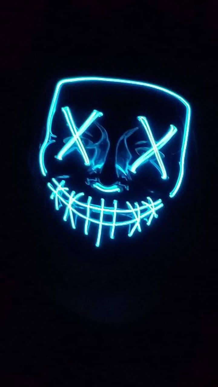 Neon Halloween, glowing blue LED mask, X eyes, HD Phone Wallpaper