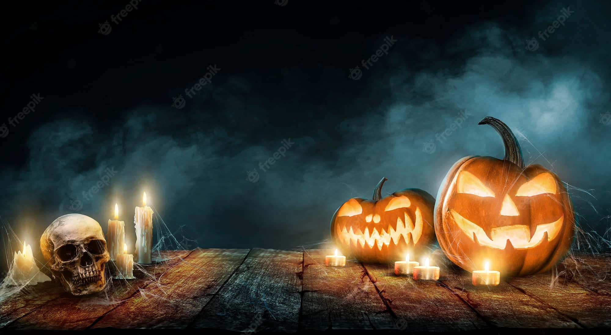 Neon Halloween, jack-o'-lanterns, skull, Full HD Desktop Wallpaper