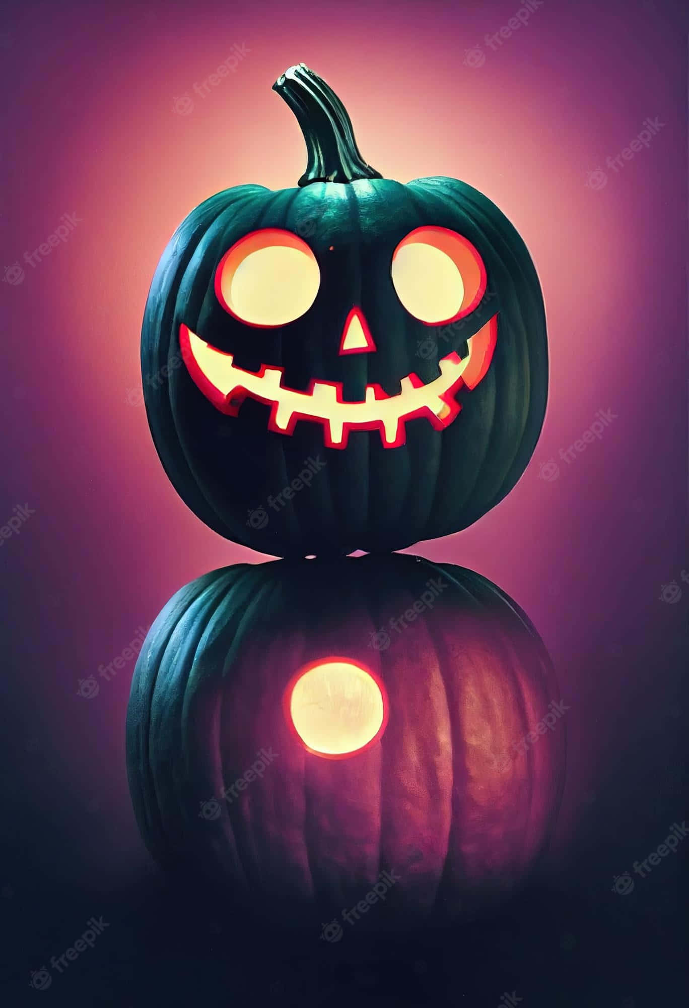 Neon Halloween, glowing jack-o'-lantern, wide grin, Full HD Phone Wallpaper