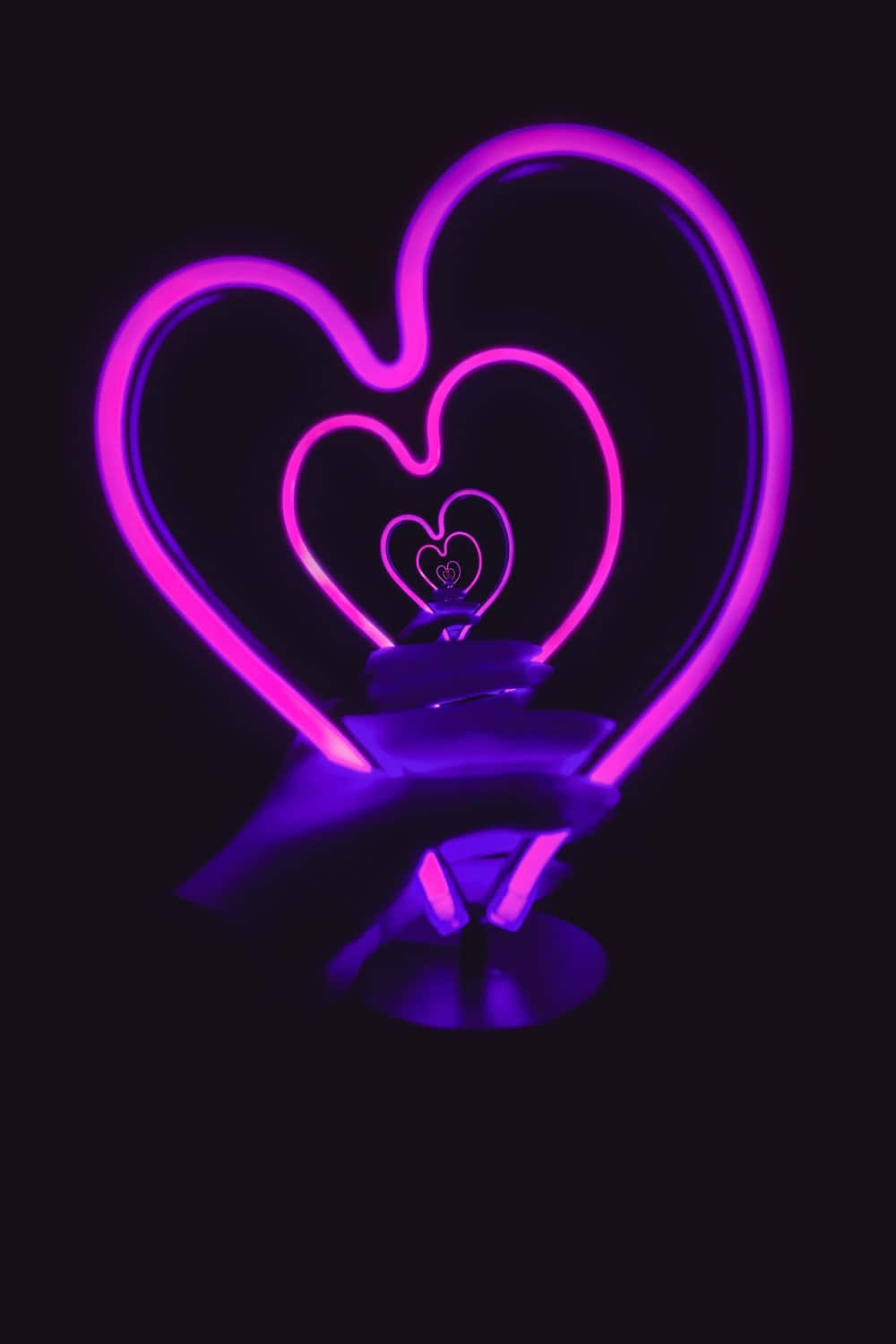 neon heart, purple neon, glowing, HD Phone Wallpaper