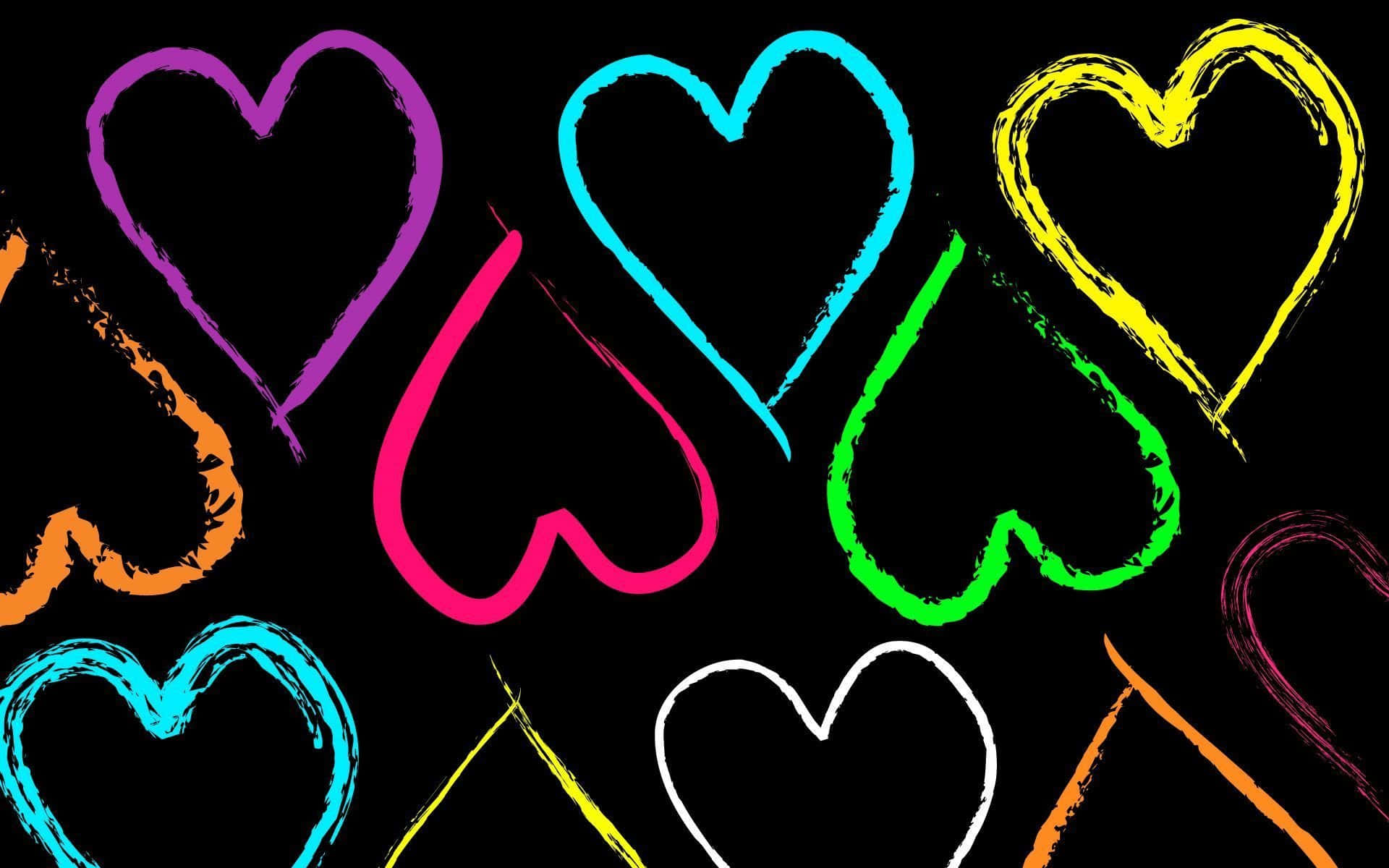 neon heart, chalk-like strokes, vibrant neon, Full HD Desktop Wallpaper