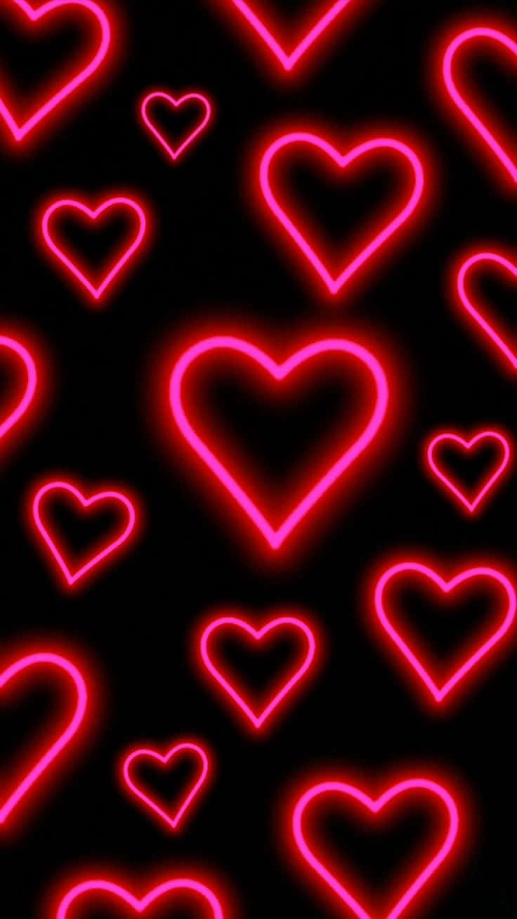 Neon Heart, hot pink, neon hearts, HD Phone Wallpaper