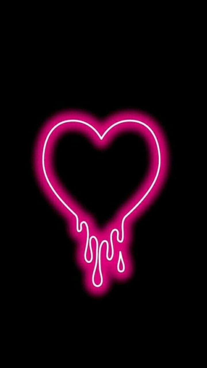 Neon Heart, pink neon, glowing, HD Phone Wallpaper
