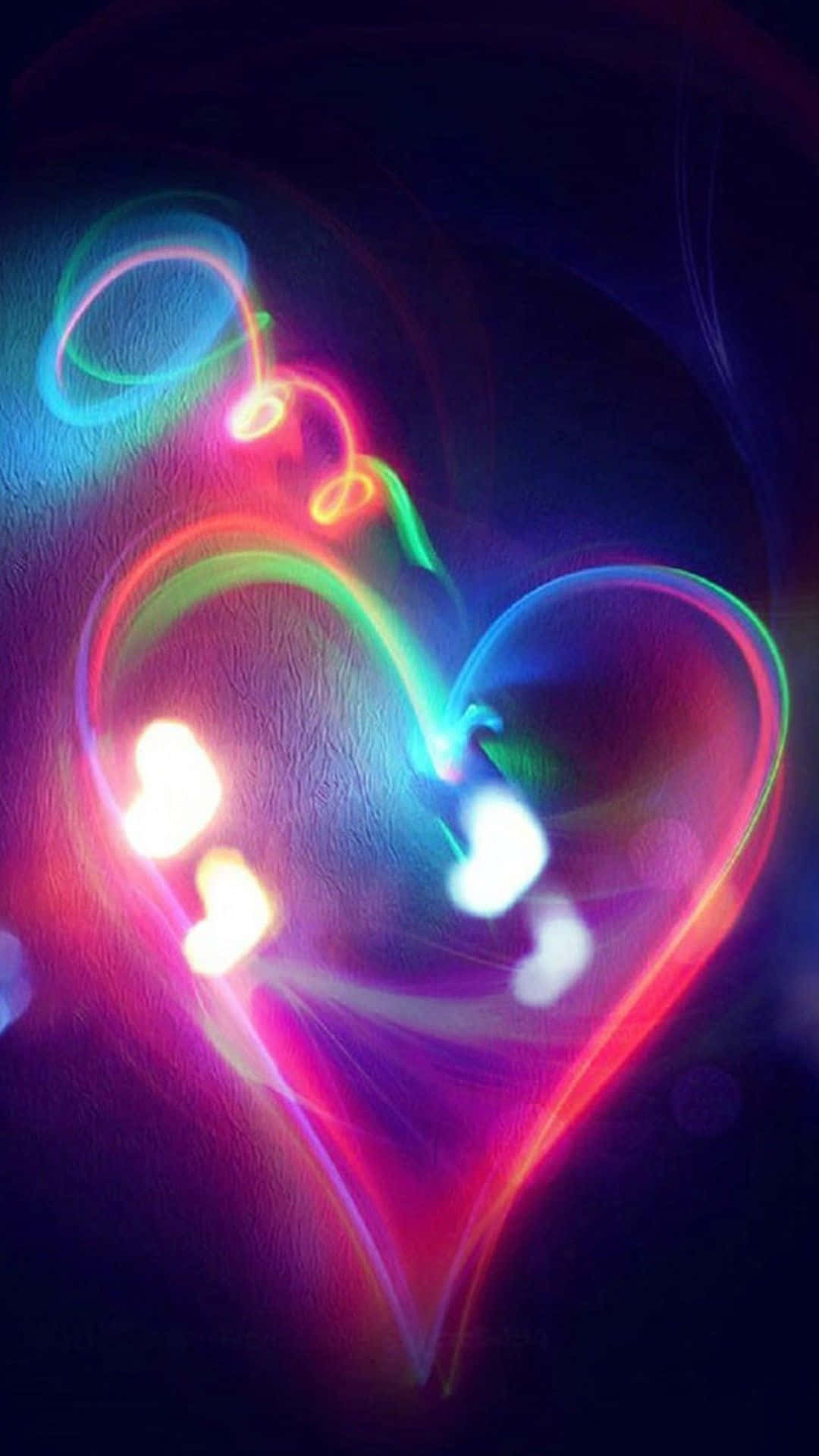 Neon Heart, Rainbow Colored, Neon Heart Light, Full HD Phone Wallpaper