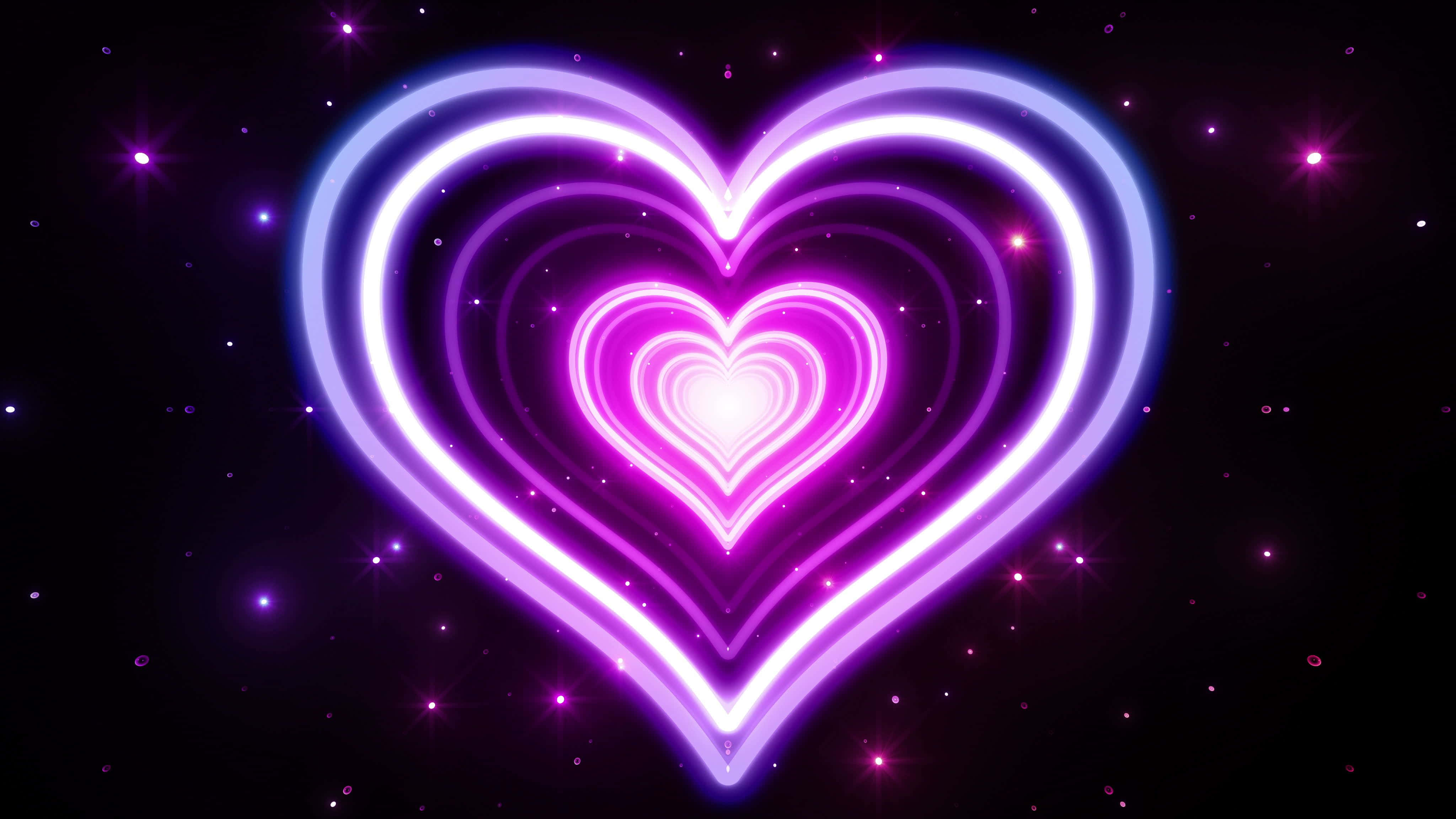 Neon Heart, Pink, Purple, 4K Desktop Wallpaper