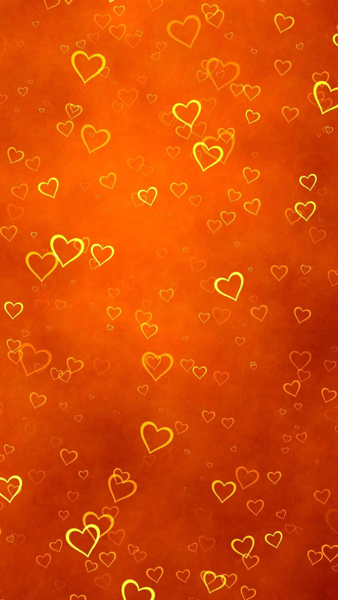 Orange iPhone, Neon Hearts, golden hearts, Full HD Phone Wallpaper