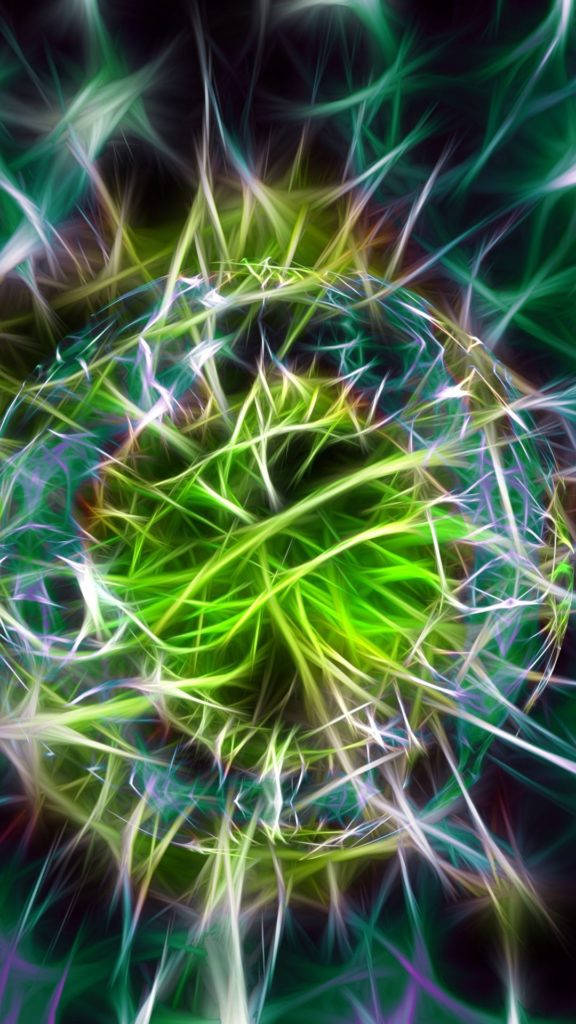 neon green, white, fractal lines, SD Phone Wallpaper
