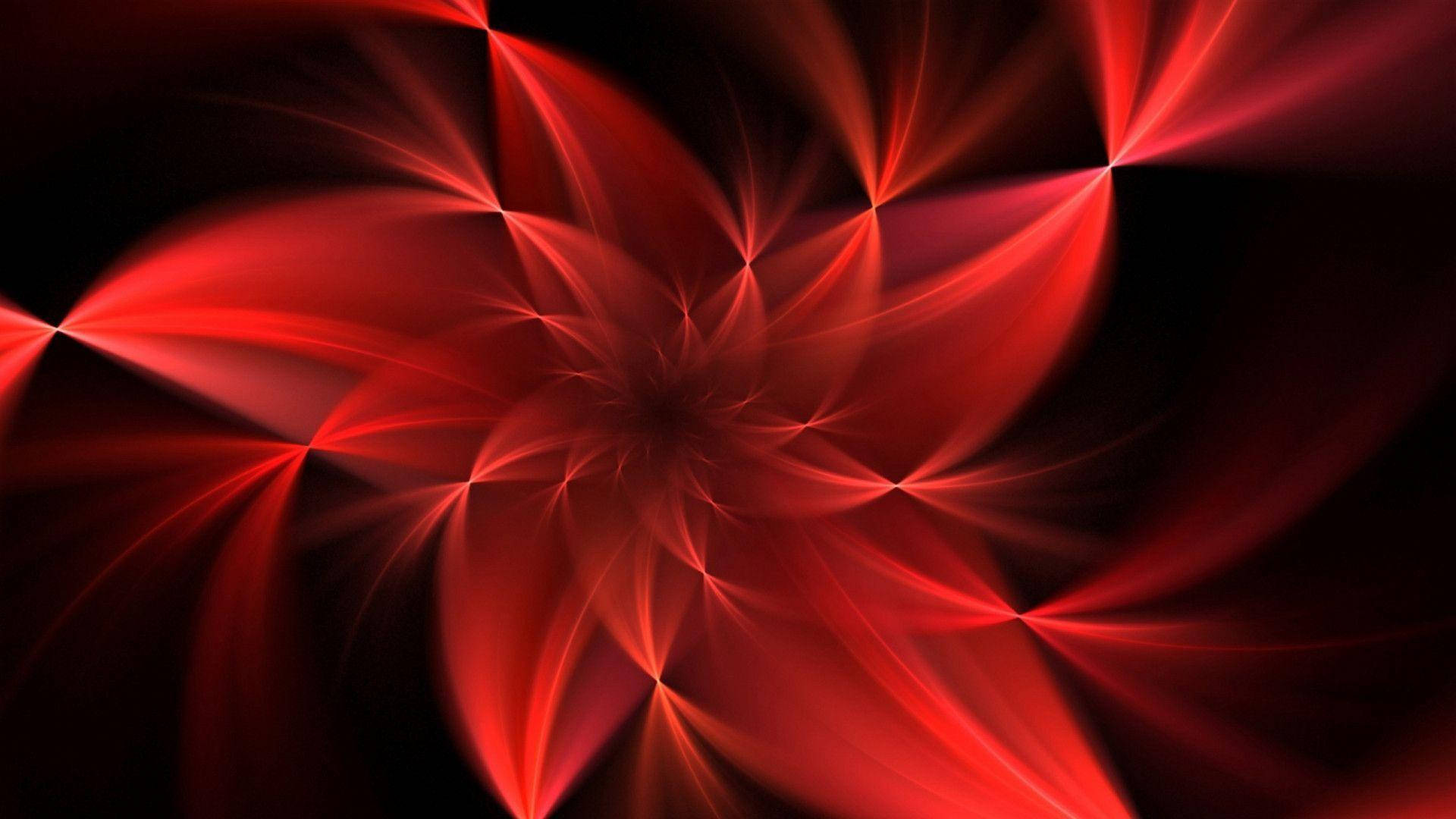vibrant neon red, fractal rays, central point, Full HD Desktop Wallpaper