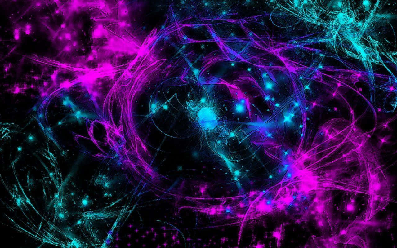 neon purple, cyan, fractal energy swirls, HD Desktop Wallpaper