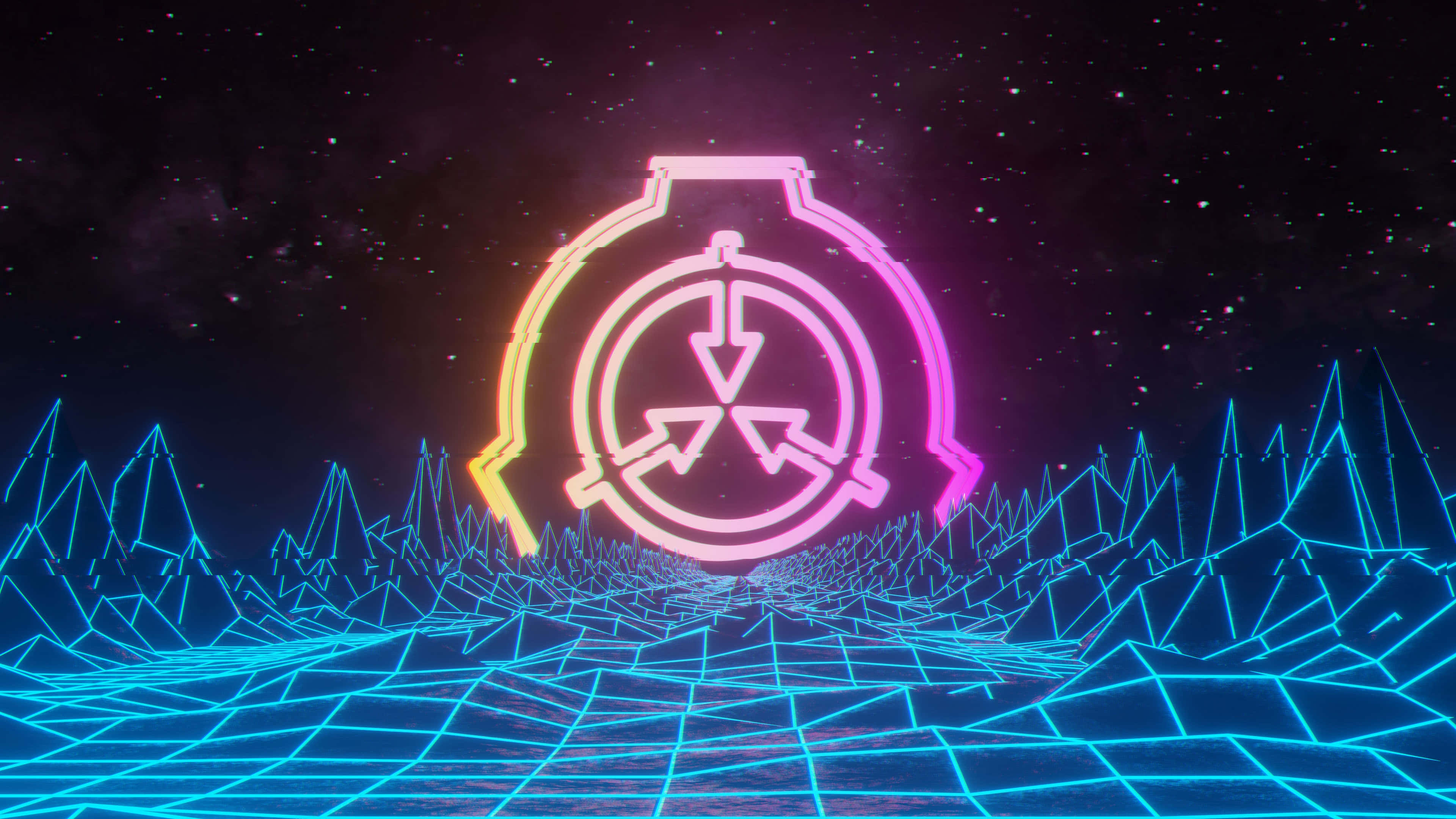 neon pink, yellow, retro-futuristic logo, 4K Desktop Wallpaper