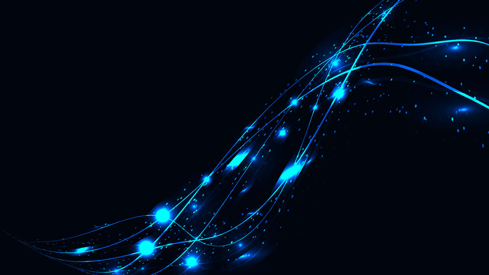 Neon Landscape, vibrant blue glowing lines, particles, Full HD Desktop Wallpaper