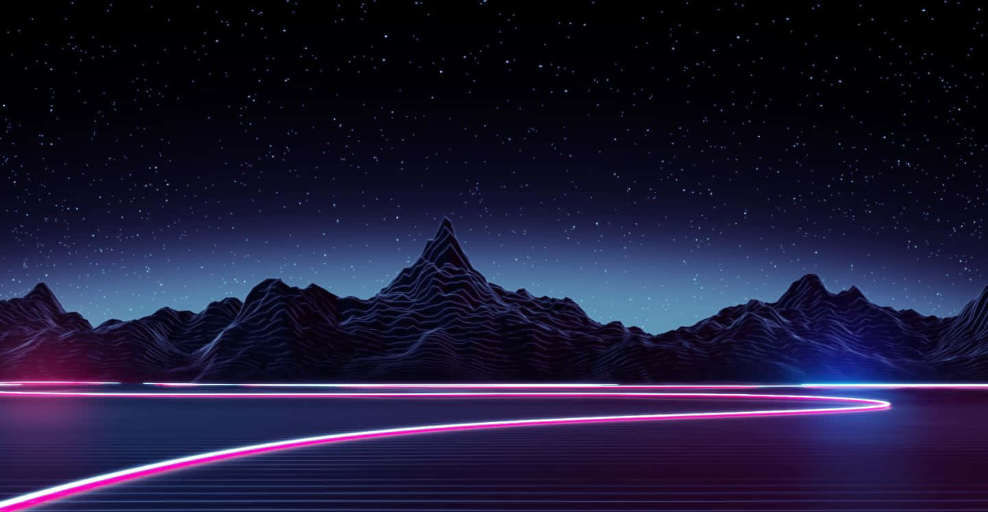neon pink, neon blue, starry night, HD Desktop Wallpaper