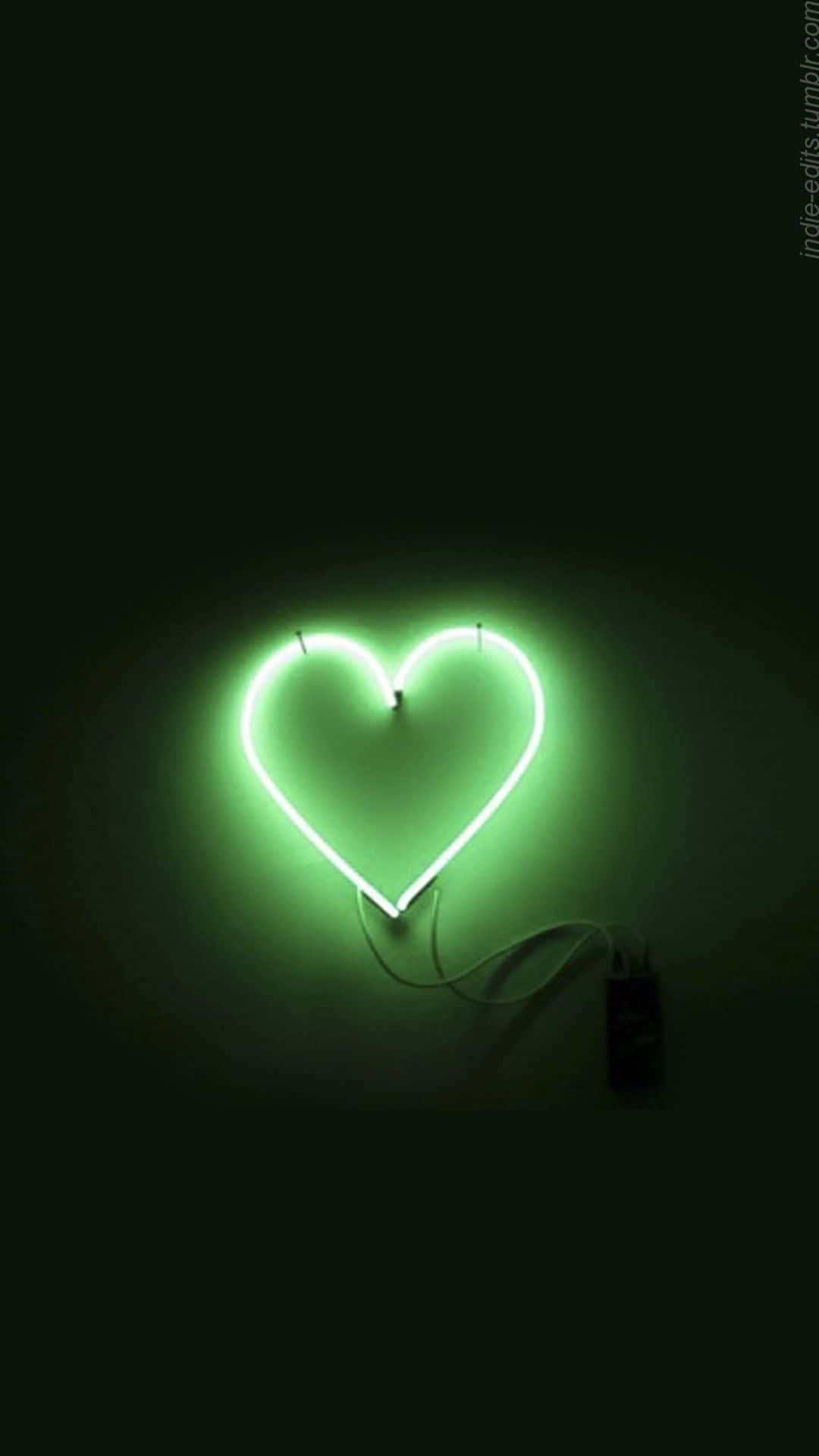 green LED, Heart-Shaped, neon heart sign, Full HD Phone Wallpaper