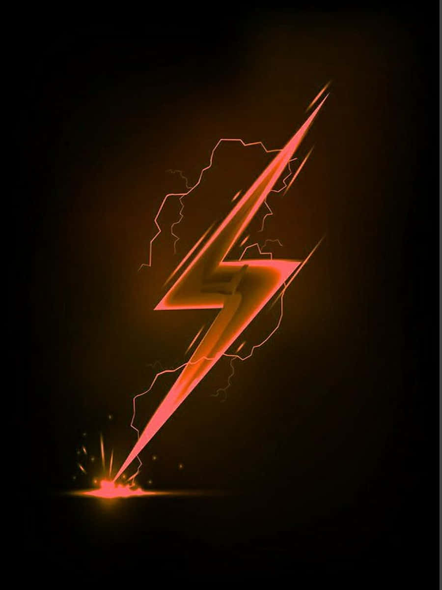 Neon Lightning, orange neon, lightning bolt, SD Phone Wallpaper