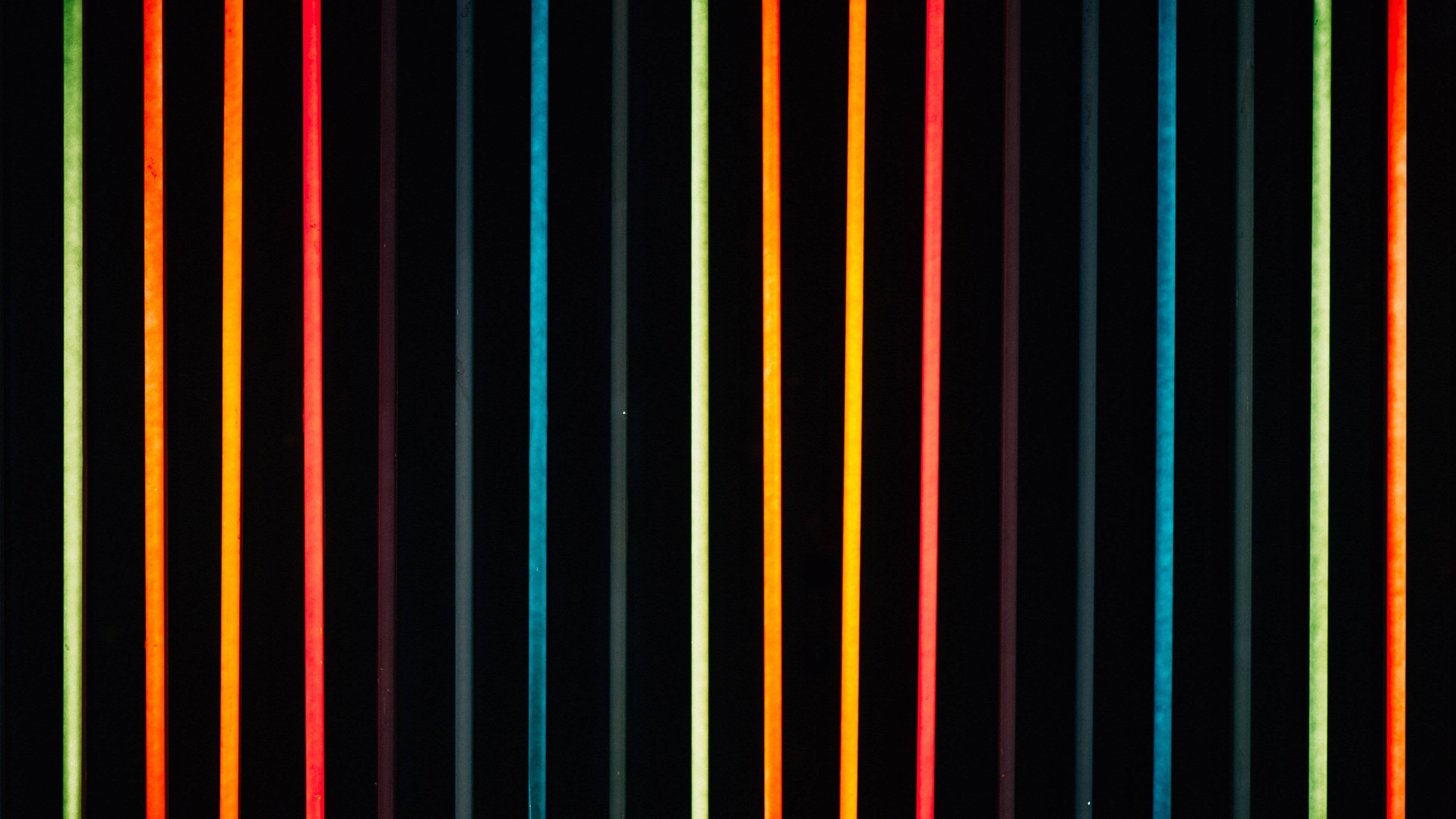 neon light stripes, red, orange, 4K Desktop Wallpaper