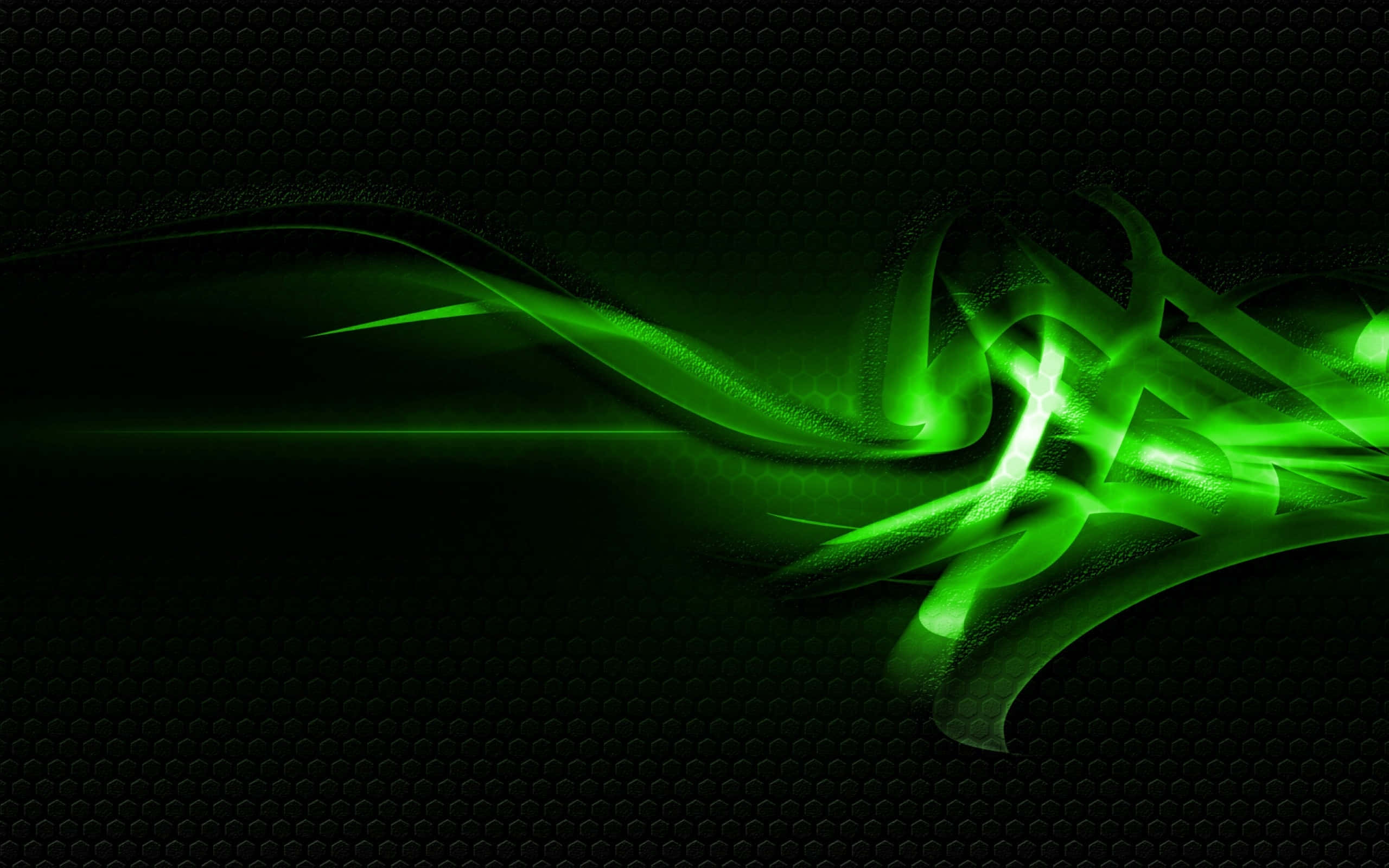 neon green, LED, hexagonal background, 2K Desktop Wallpaper