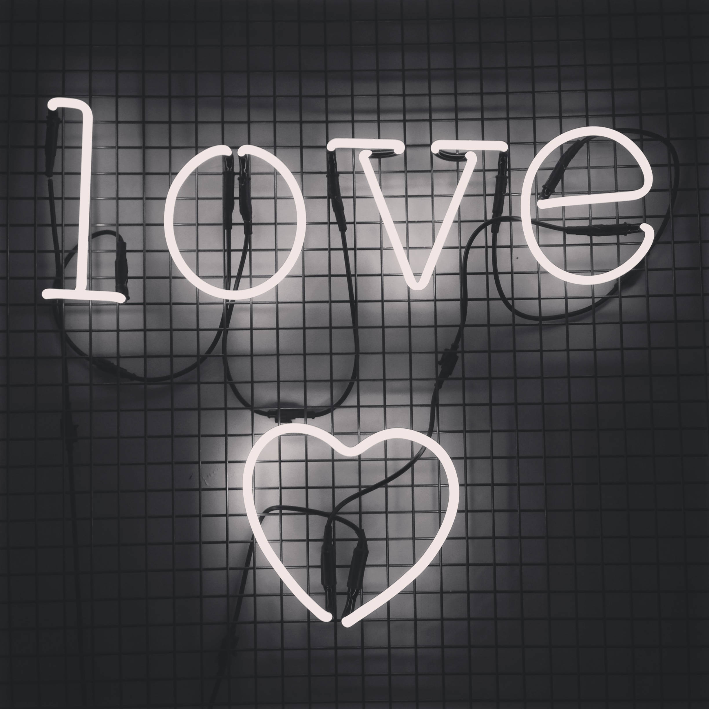love, heart, white neon sign, Full HD Desktop Wallpaper