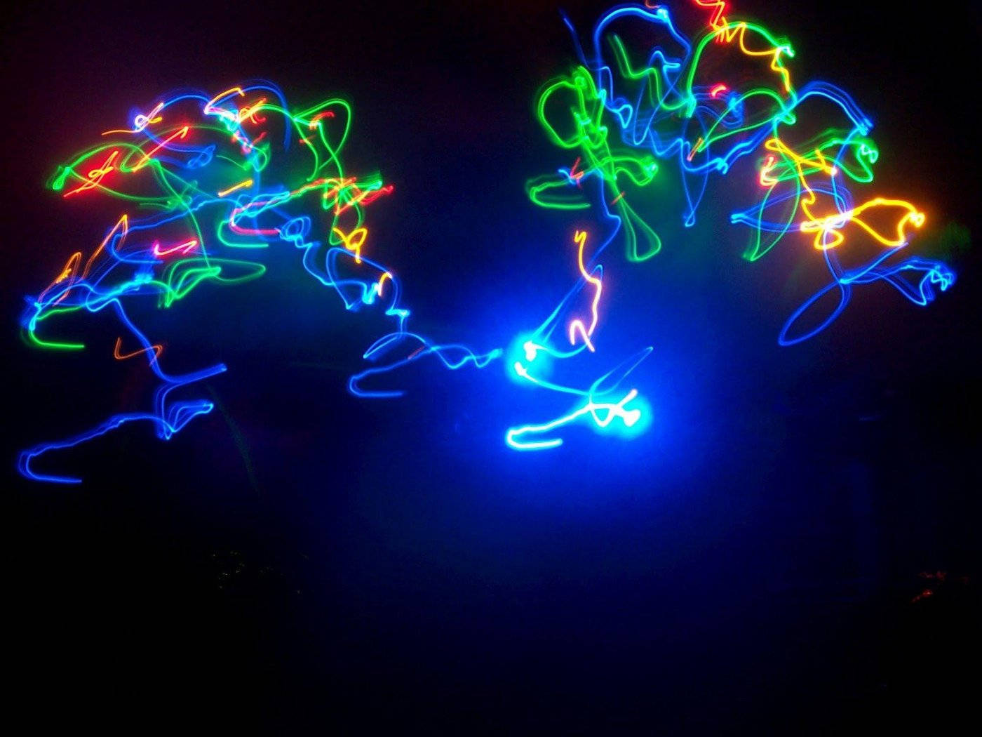 Neon Light Scribbles, blue green, yellow, HD Desktop Wallpaper