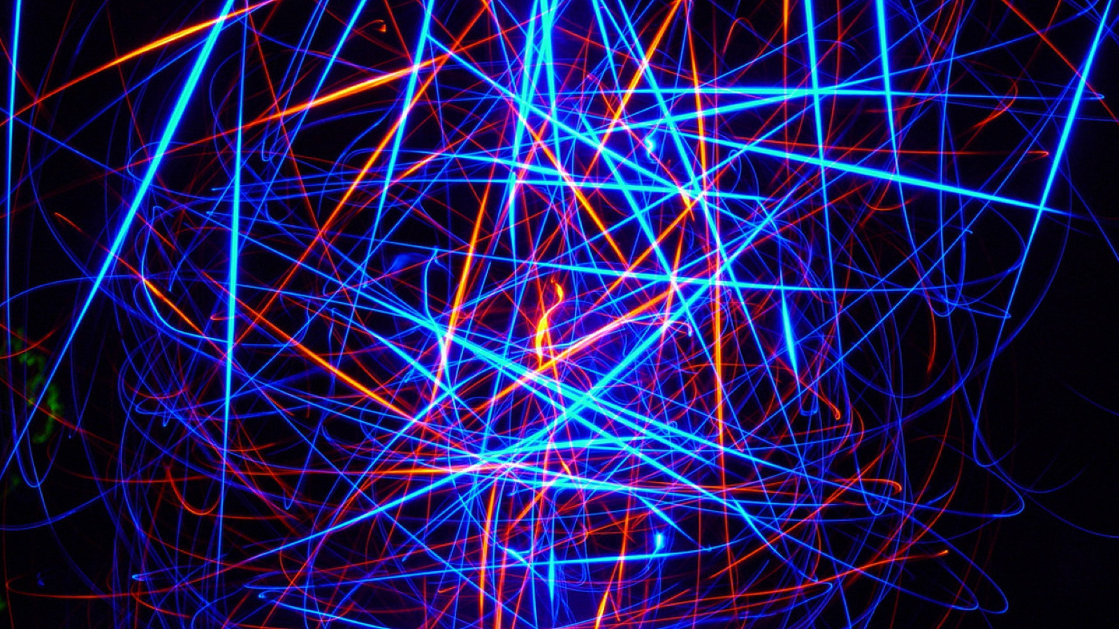 Neon Light, blue line, red line, 4K Desktop Wallpaper
