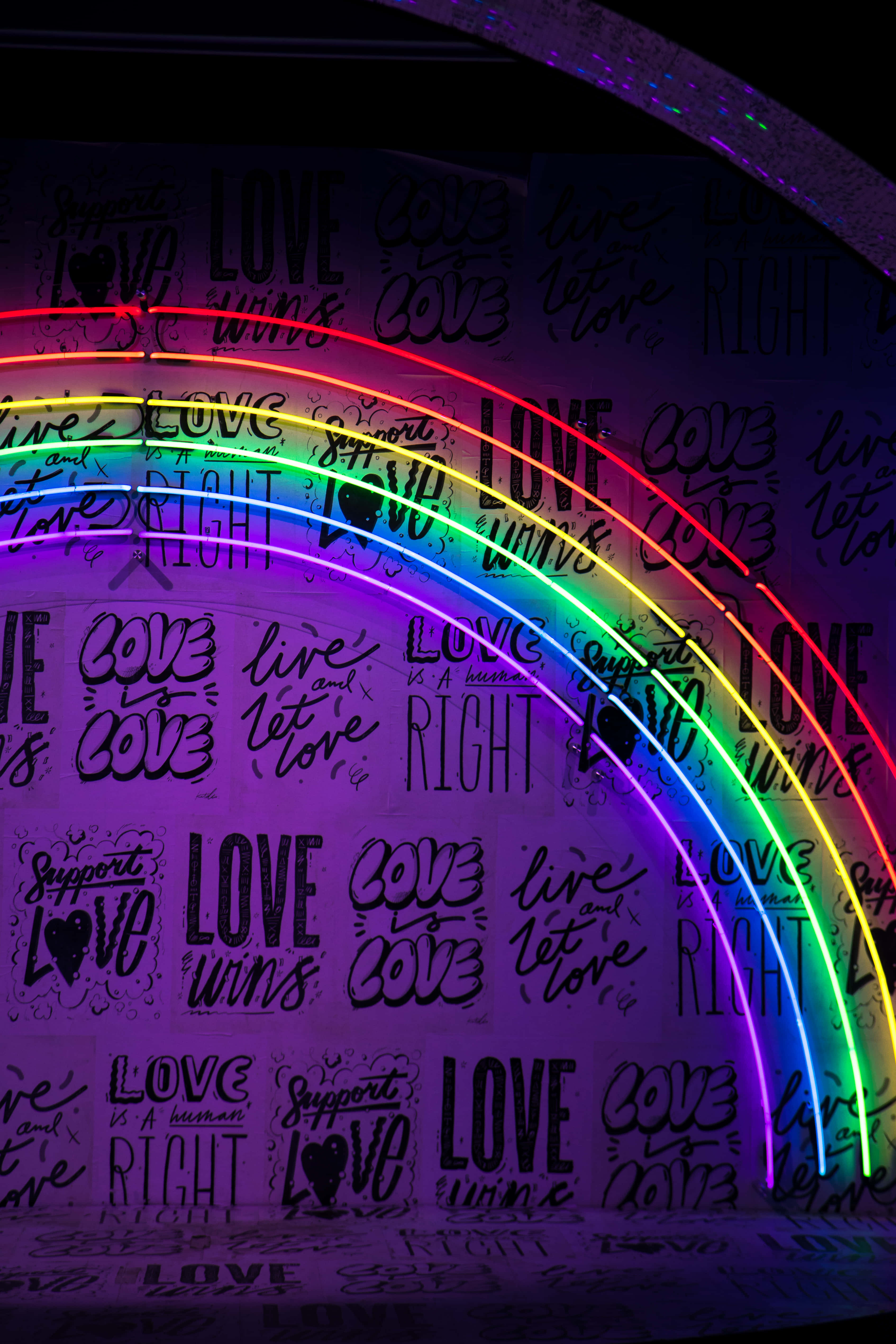 LGBT, rainbow neon, neon tubes, 5K Phone Wallpaper