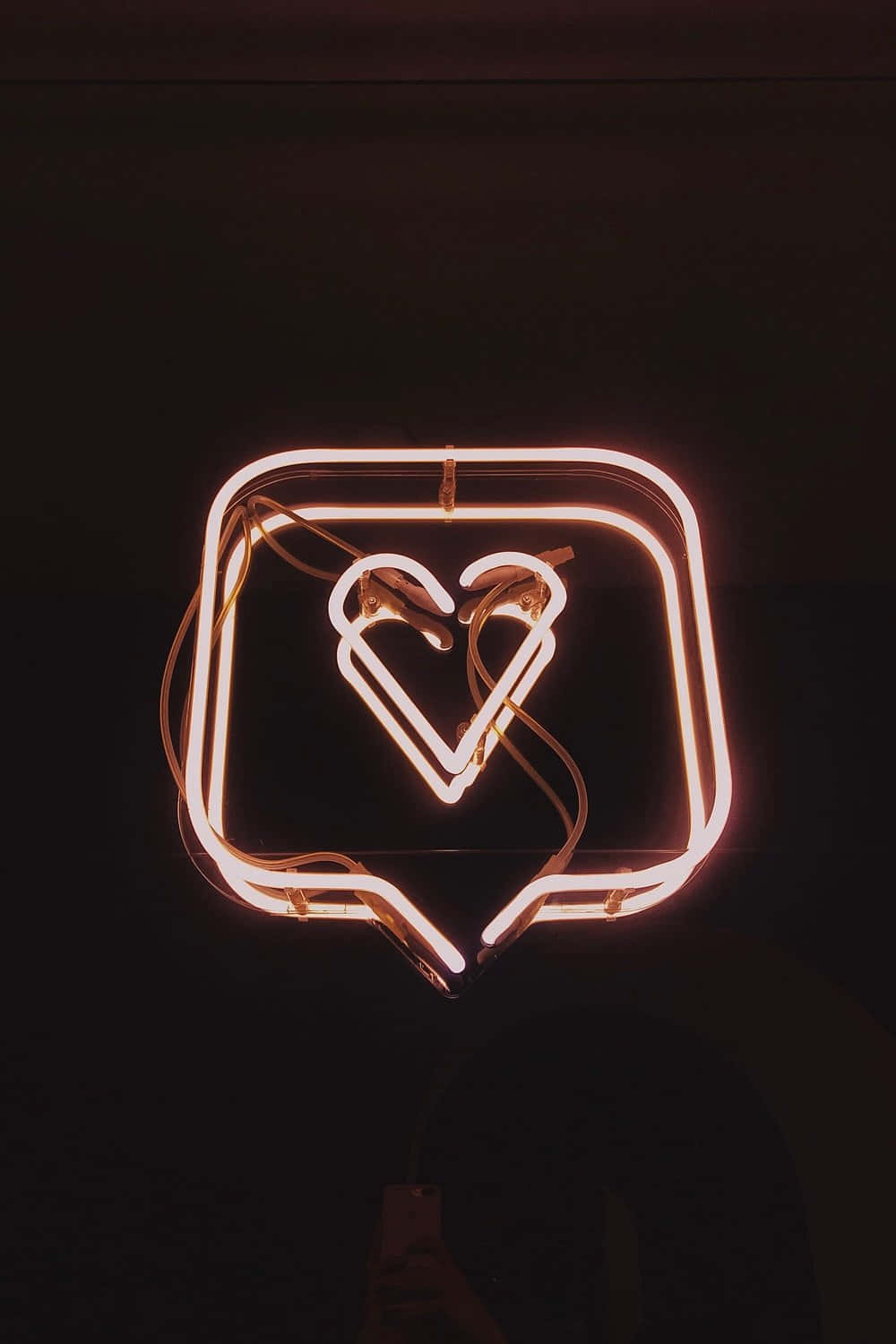 neon heart, pink neon, glowing orange neon sign, HD Phone Wallpaper