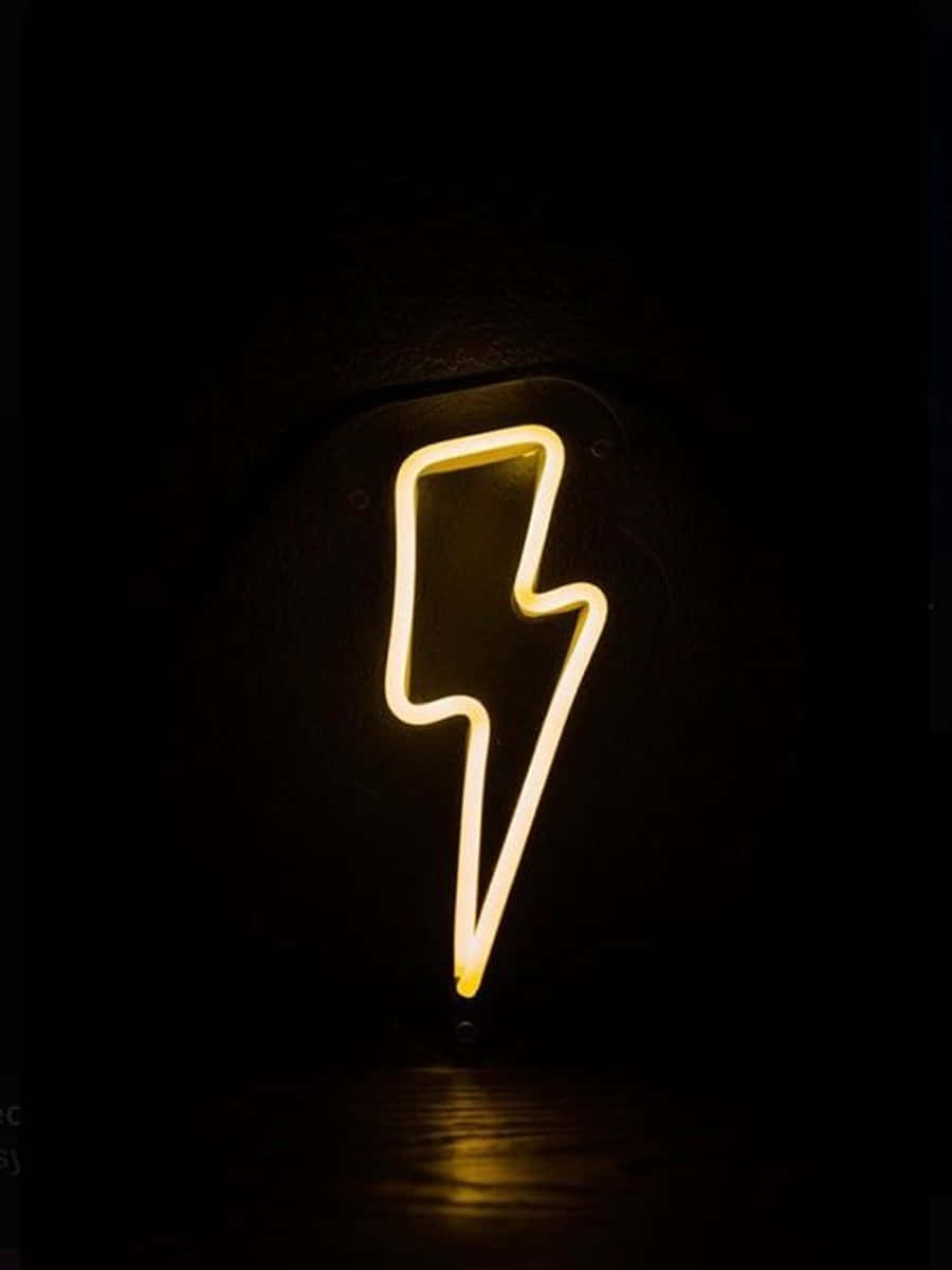 Neon Lightning, Vivid Yellow, Neon Lightning Bolt Icon, SD Phone Wallpaper