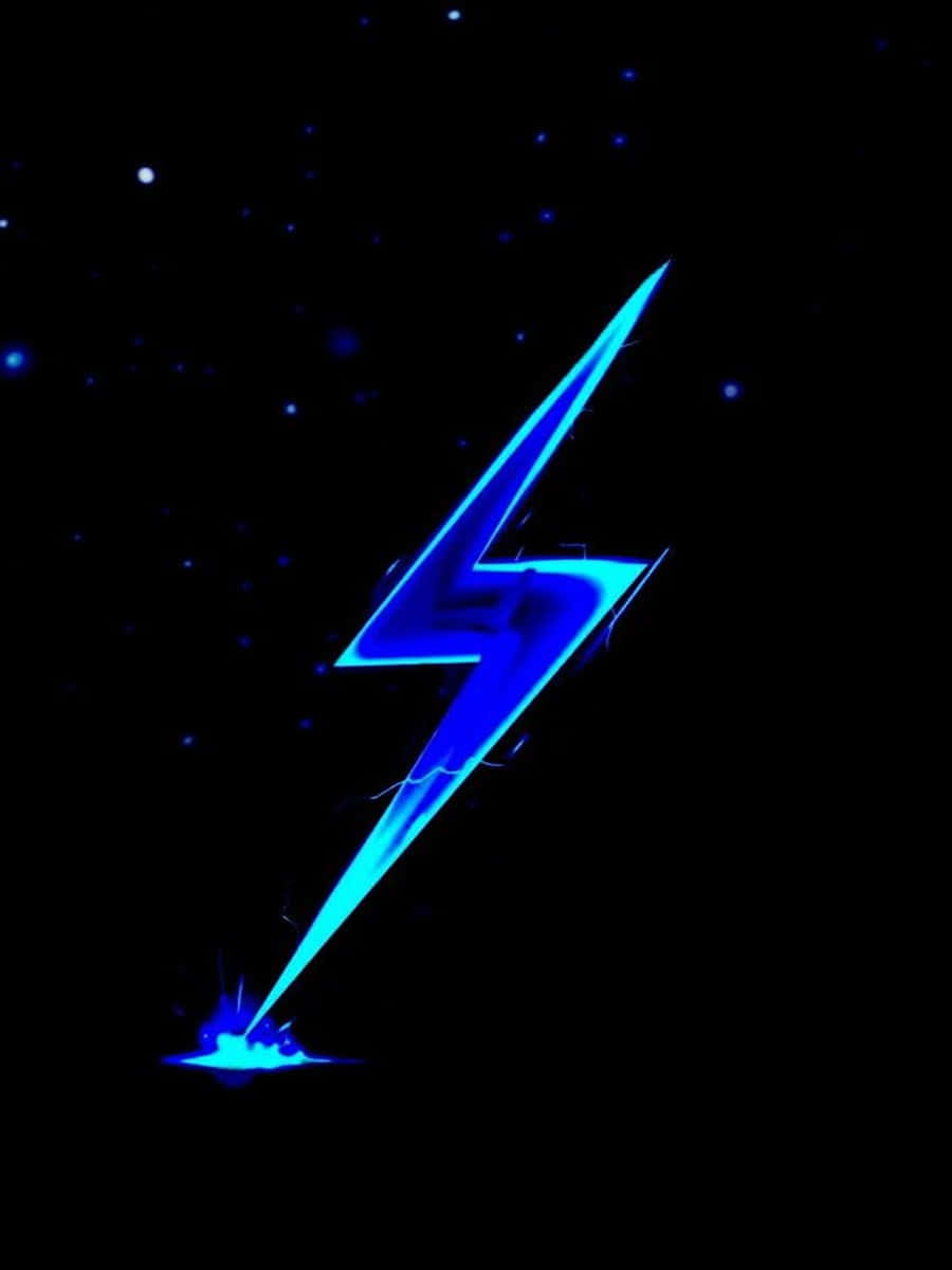 neon lightning, blue lightning bolt, starry night sky, SD Phone Wallpaper