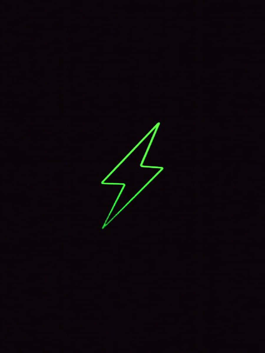 Neon Lightning, green neon lightning bolt, textured black background, SD Phone Wallpaper