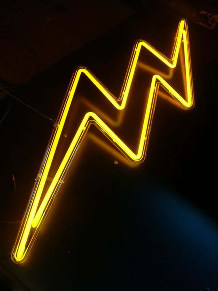 Neon Lightning, yellow neon lightning bolt, dark background, SD Phone Wallpaper