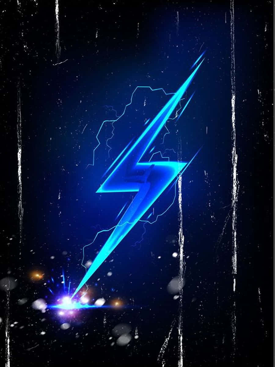 Neon Lightning, blue lightning bolt, dark textured background, SD Phone Wallpaper