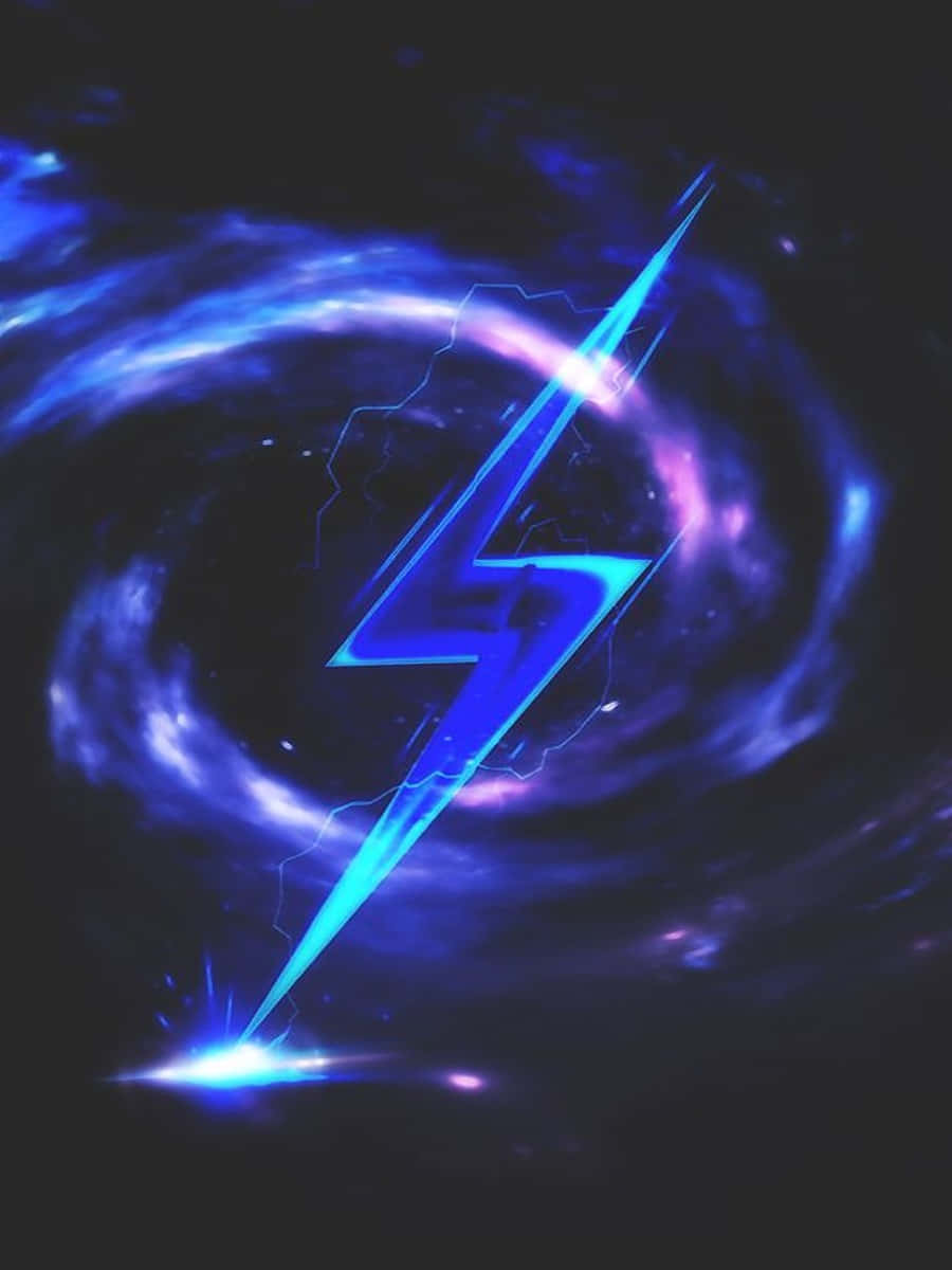Neon Lightning, blue lightning bolt, cosmic vortex, SD Phone Wallpaper