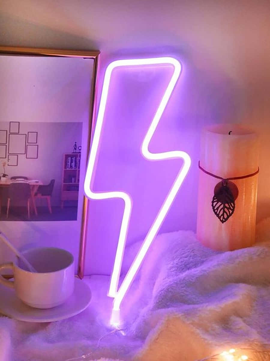 Purple Neon Lightning, neon sign, lightning bolt, SD Phone Wallpaper