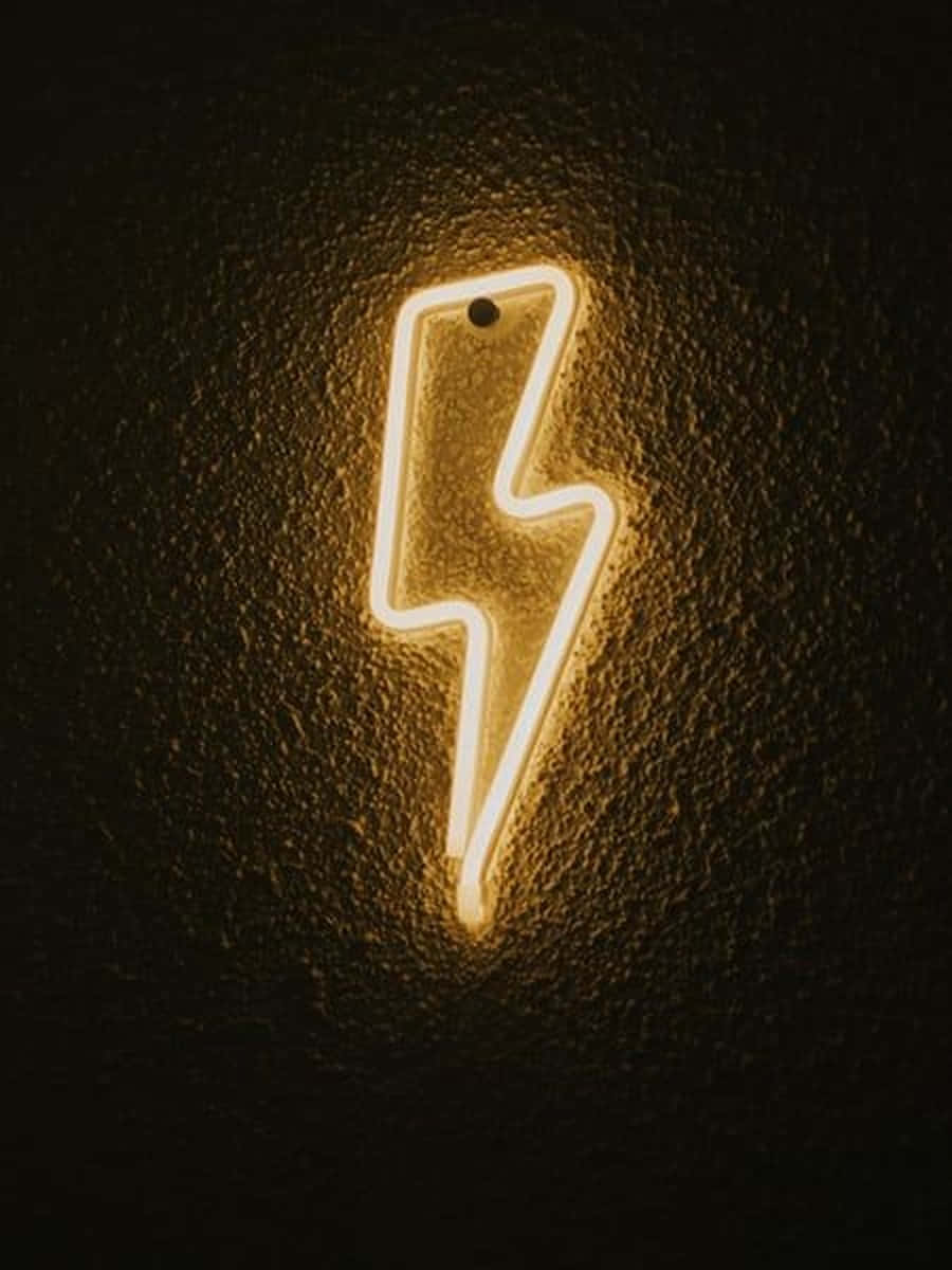 Neon Lightning, yellow neon lightning bolt, glowing, SD Phone Wallpaper