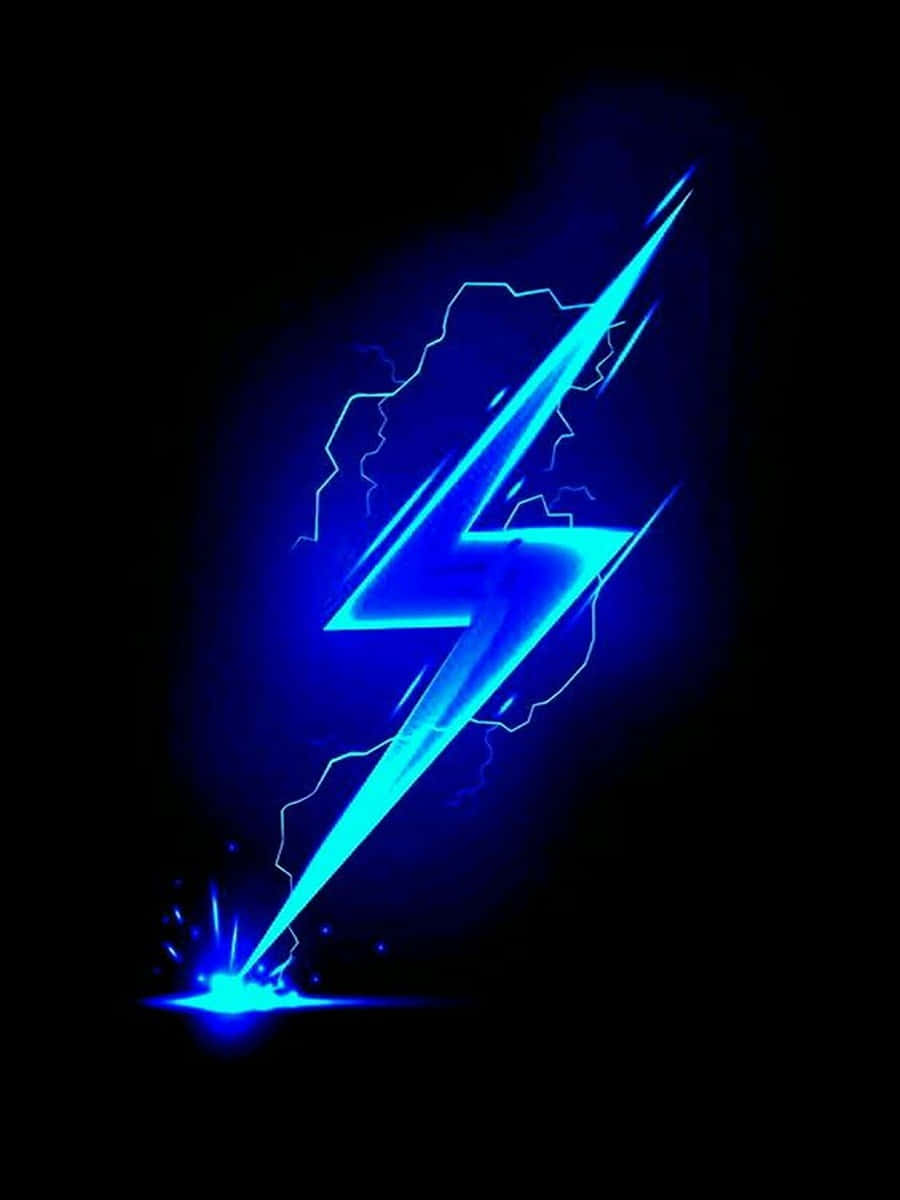 Neon Lightning, vibrant blue lightning bolt, black background, SD Phone Wallpaper