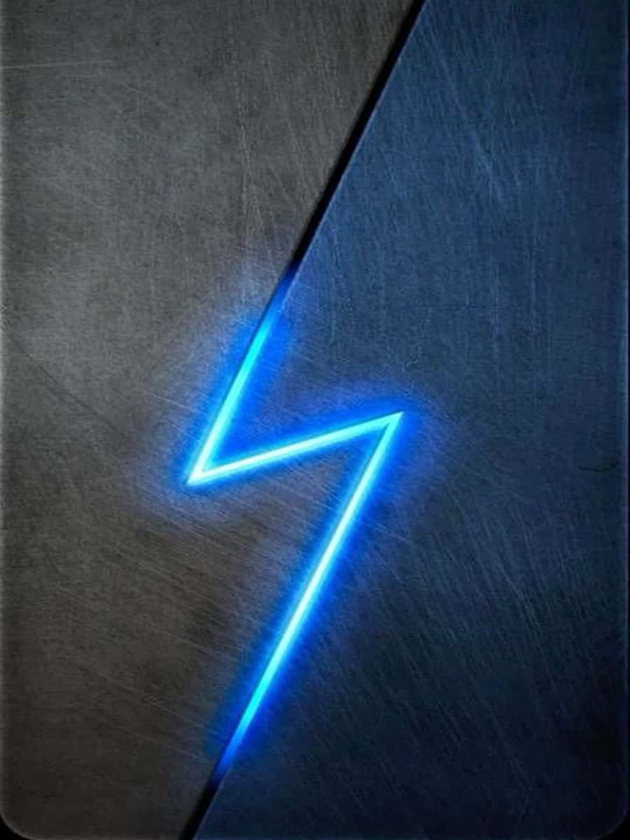 Neon Lightning, blue neon lightning bolt, brushed metal, SD Phone Wallpaper