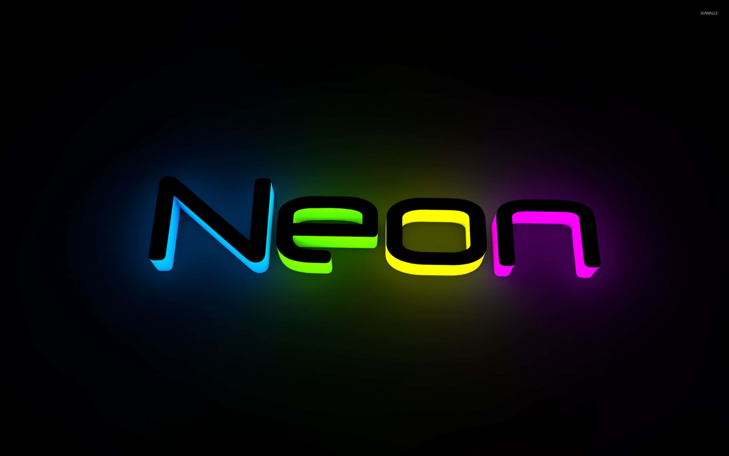 Neon, rainbow colors, dark background, 2K Desktop Wallpaper