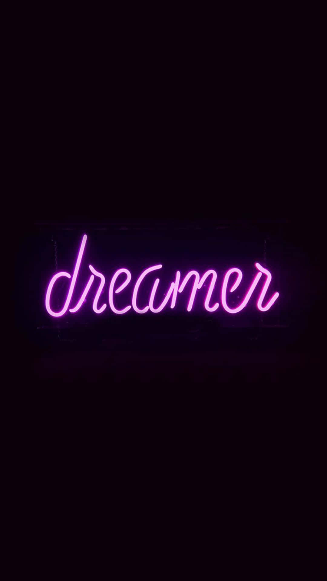 neon lights aesthetic, dreamer, glowing pink neon sign, Full HD Phone Wallpaper